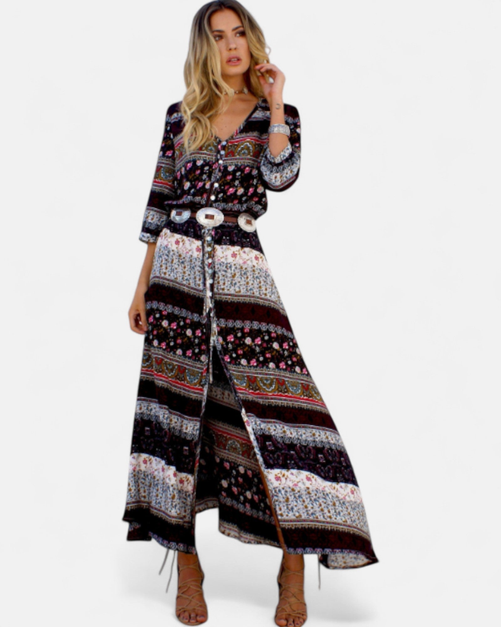Ella – Flowy Bohemian Cotton Maxi Dress - Dress - Boho Style