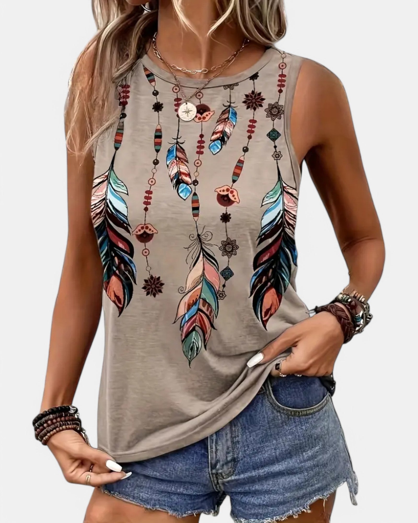 Ella – Lightweight Boho Print Tank Top for Effortless Style - Tank Top - Boho Style