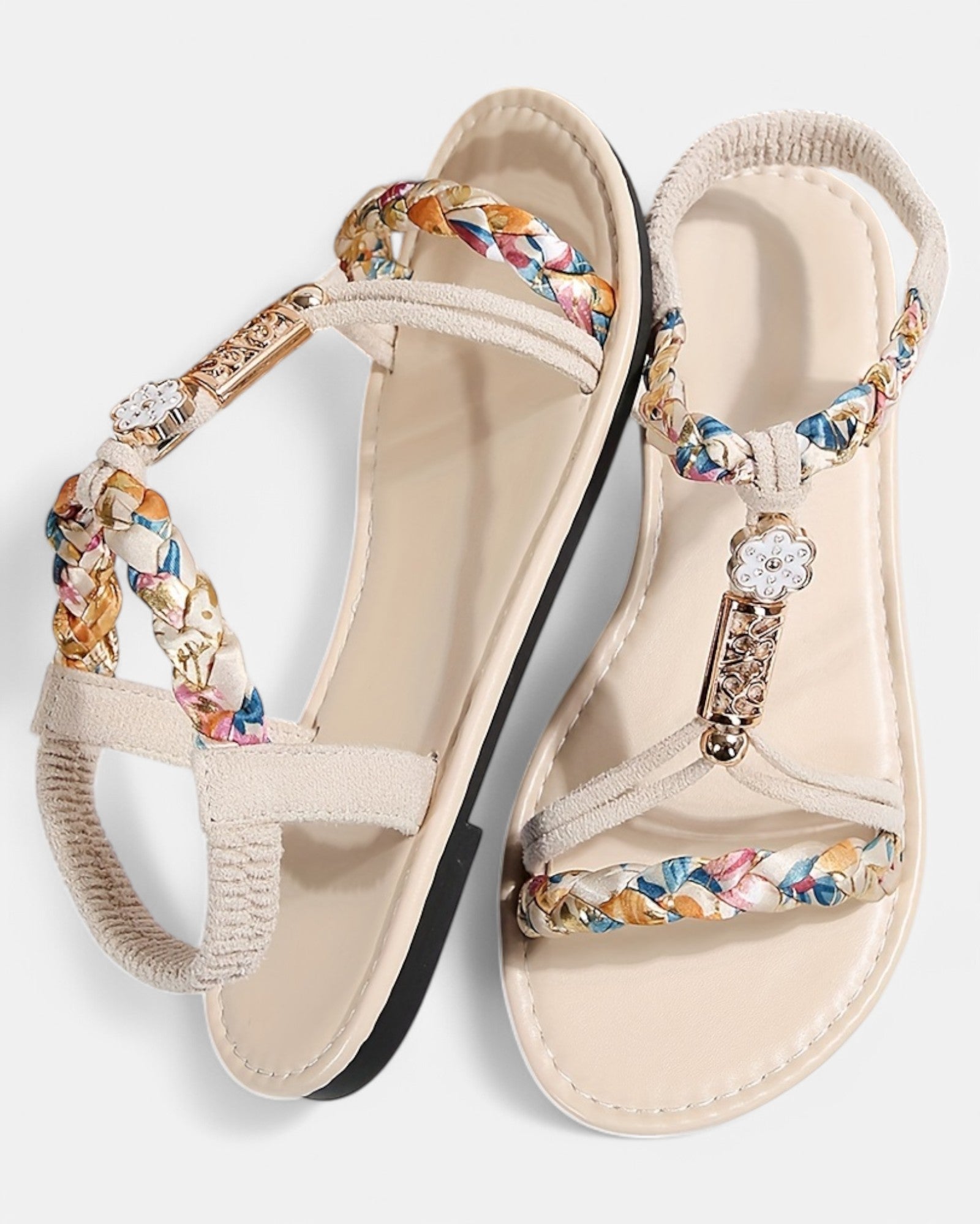 Ellie – Boho Braided Sandals with Elastic Straps - Sandals - Boho Style