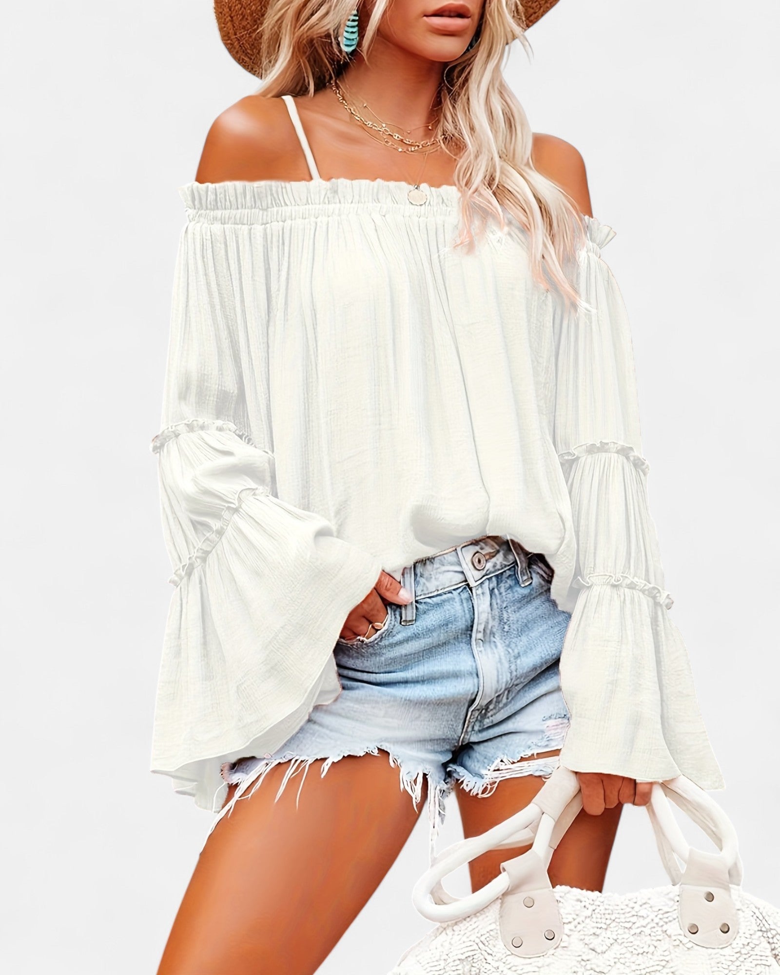Ellie – Boho Off - Shoulder Ruffle Blouse - Blouse - Boho Style