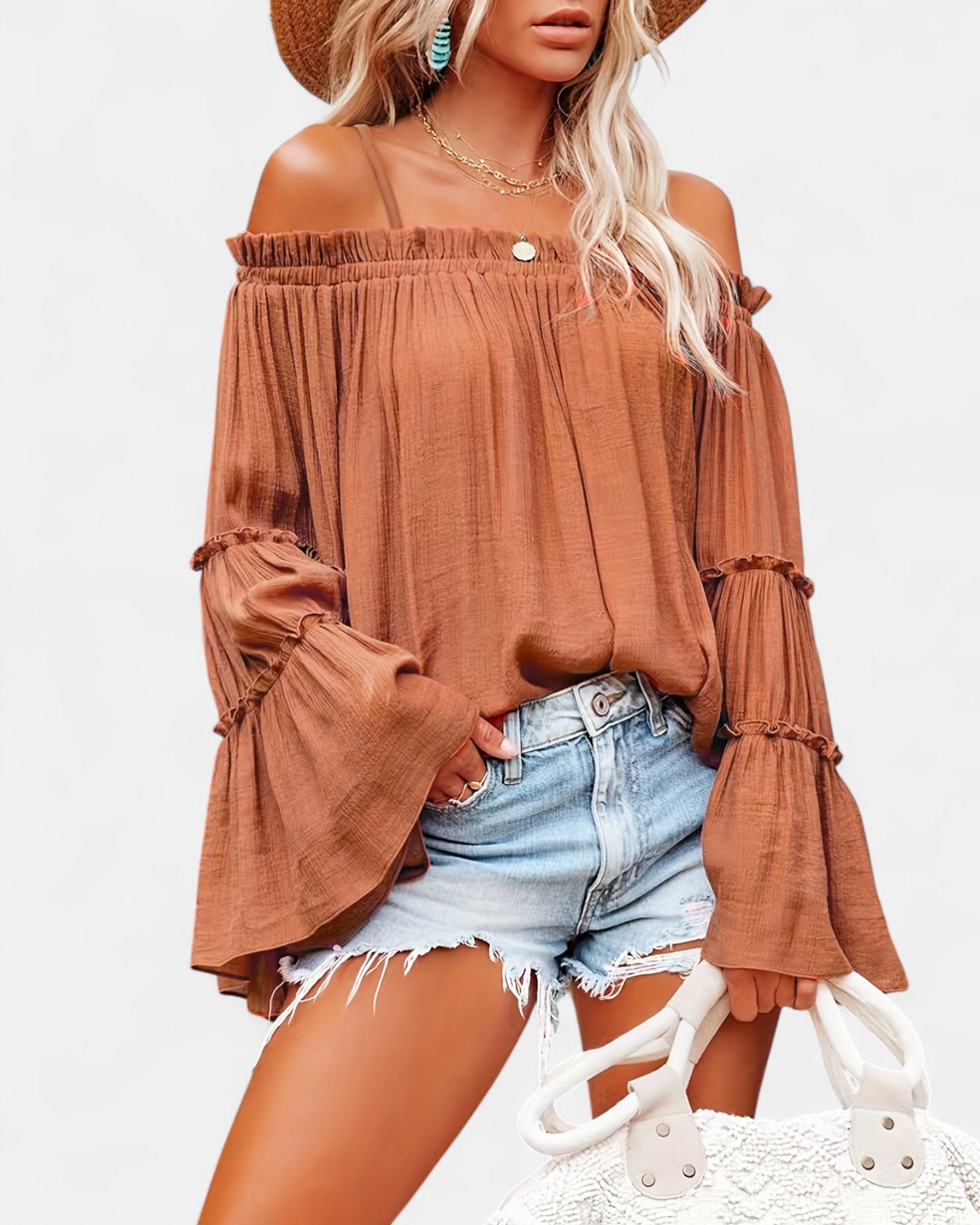 Ellie – Boho Off - Shoulder Ruffle Blouse - Blouse - Boho Style
