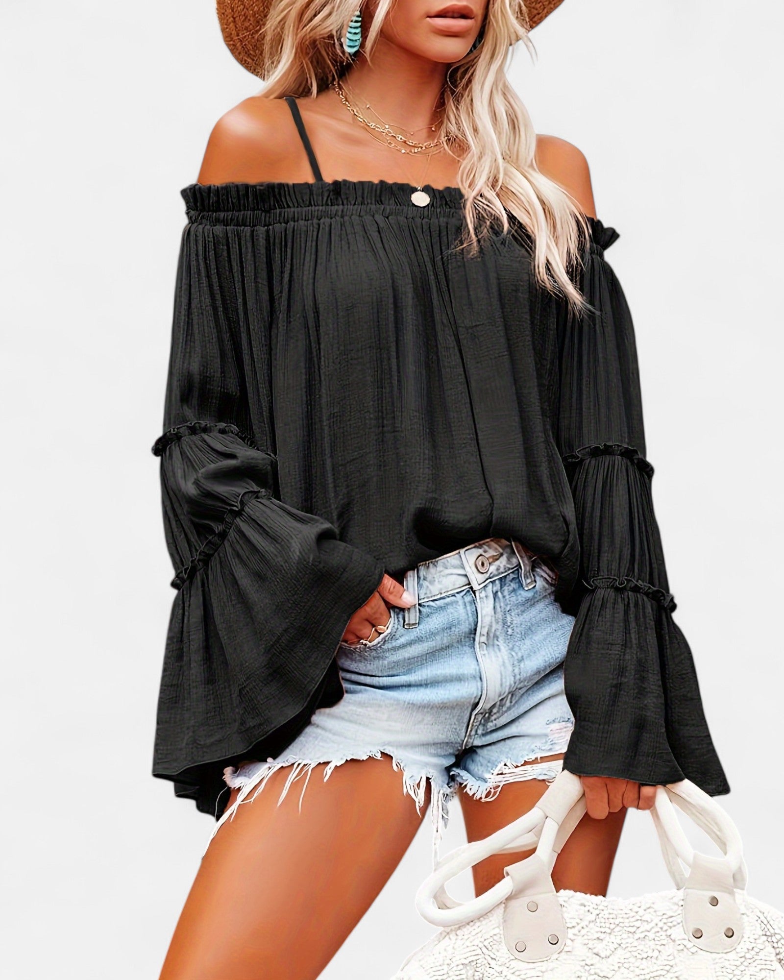 Ellie – Boho Off - Shoulder Ruffle Blouse - Blouse - Boho Style