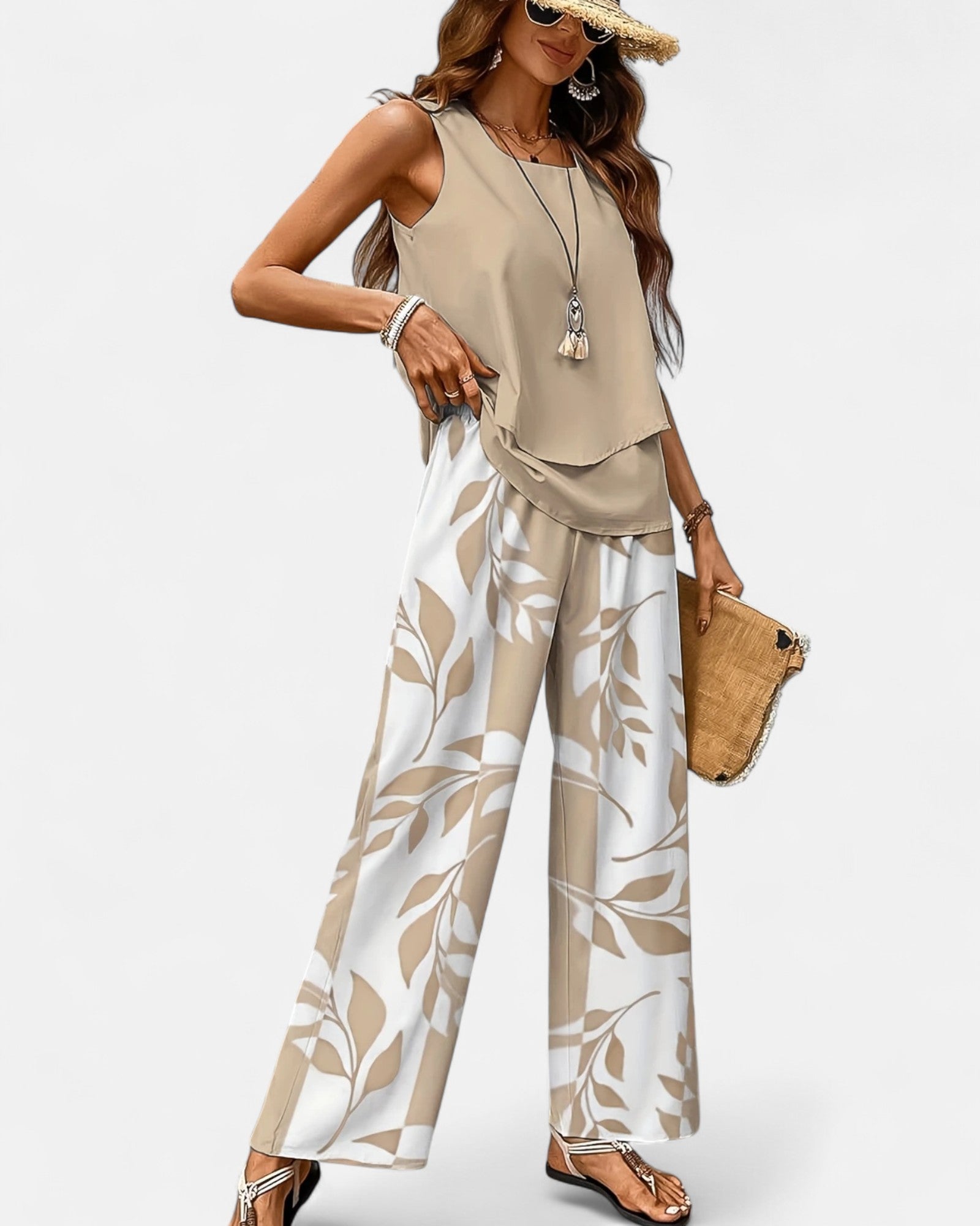 Elysia – Relaxed Boho Beach Print Two - Piece Set - Outfit Sets - Boho Style