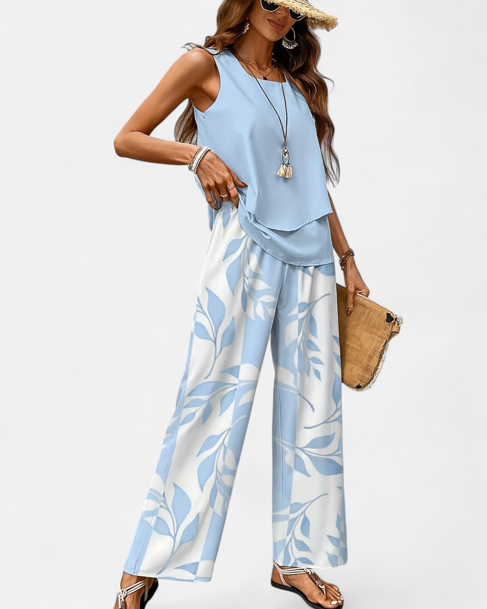 Elysia – Relaxed Boho Beach Print Two - Piece Set - Outfit Sets - Boho Style