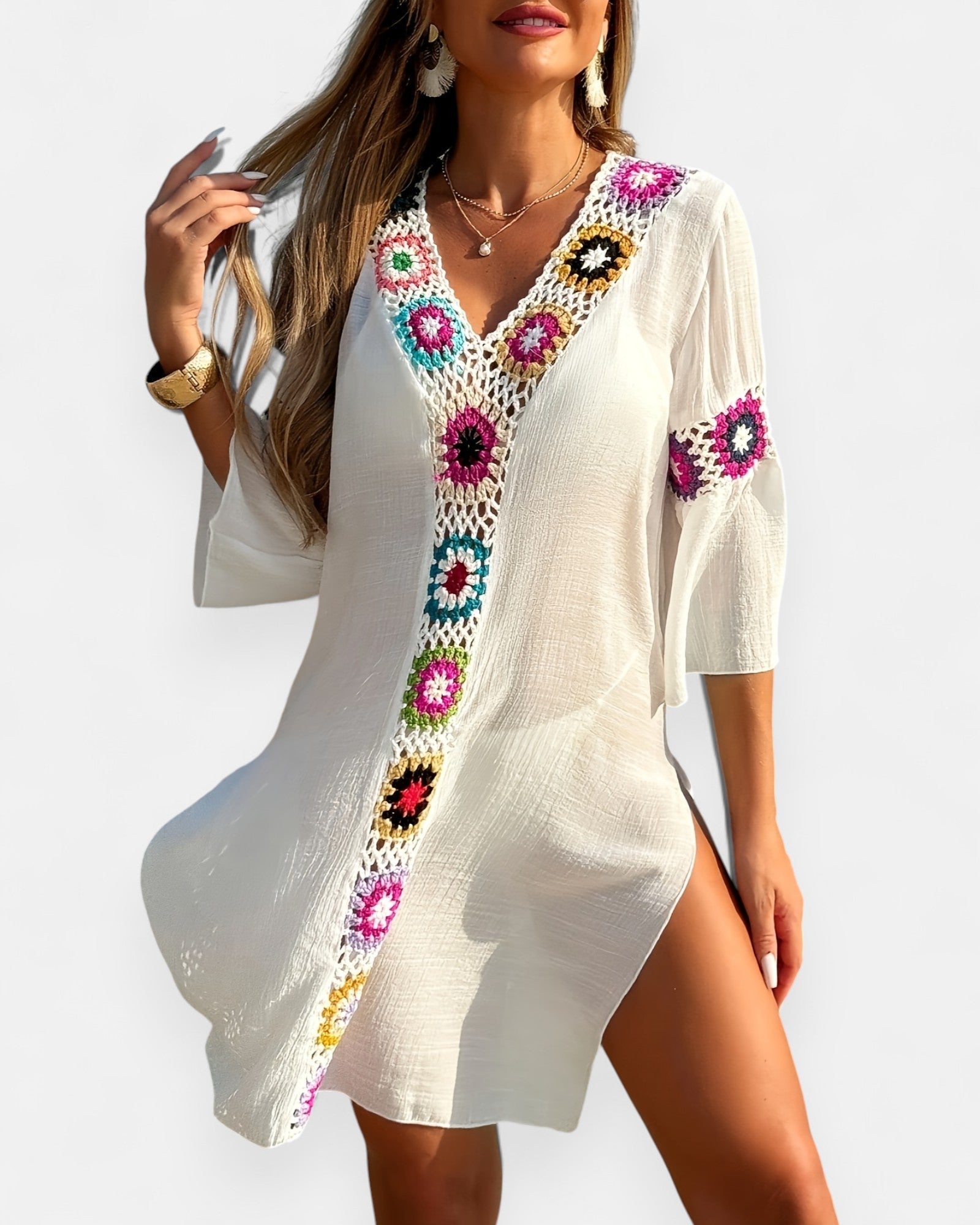 Emily – Lightweight Boho V - Neck Floral Cover - Up Dress - Cover Up - Boho Style