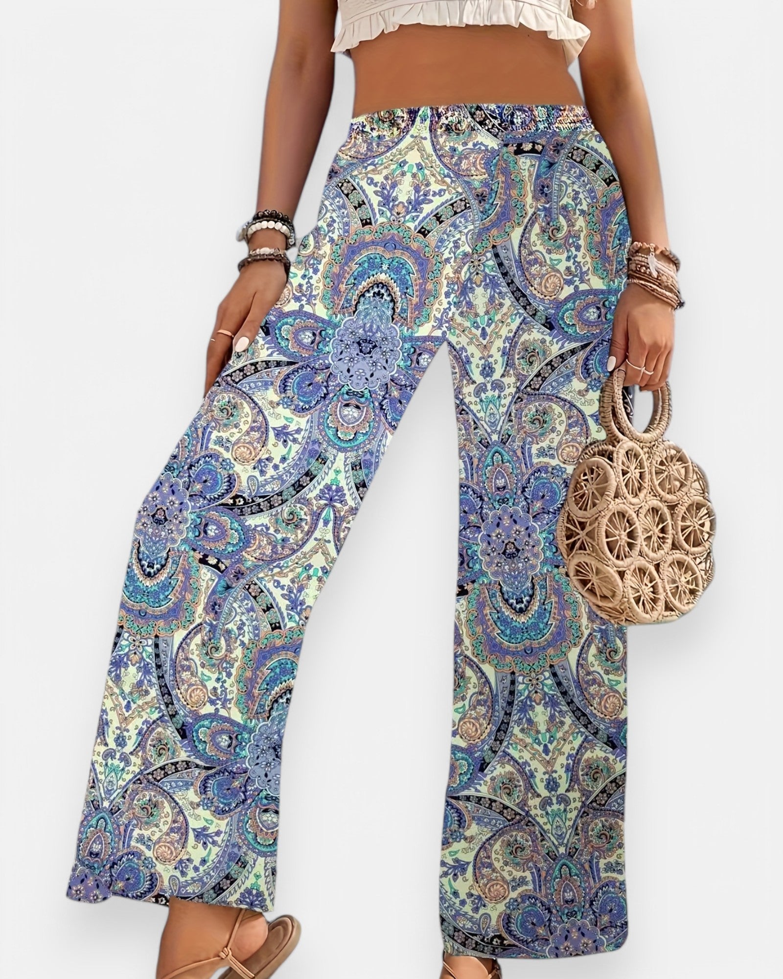 Emma – Boho Paisley Wide Leg Pants - Trouser - Boho Style