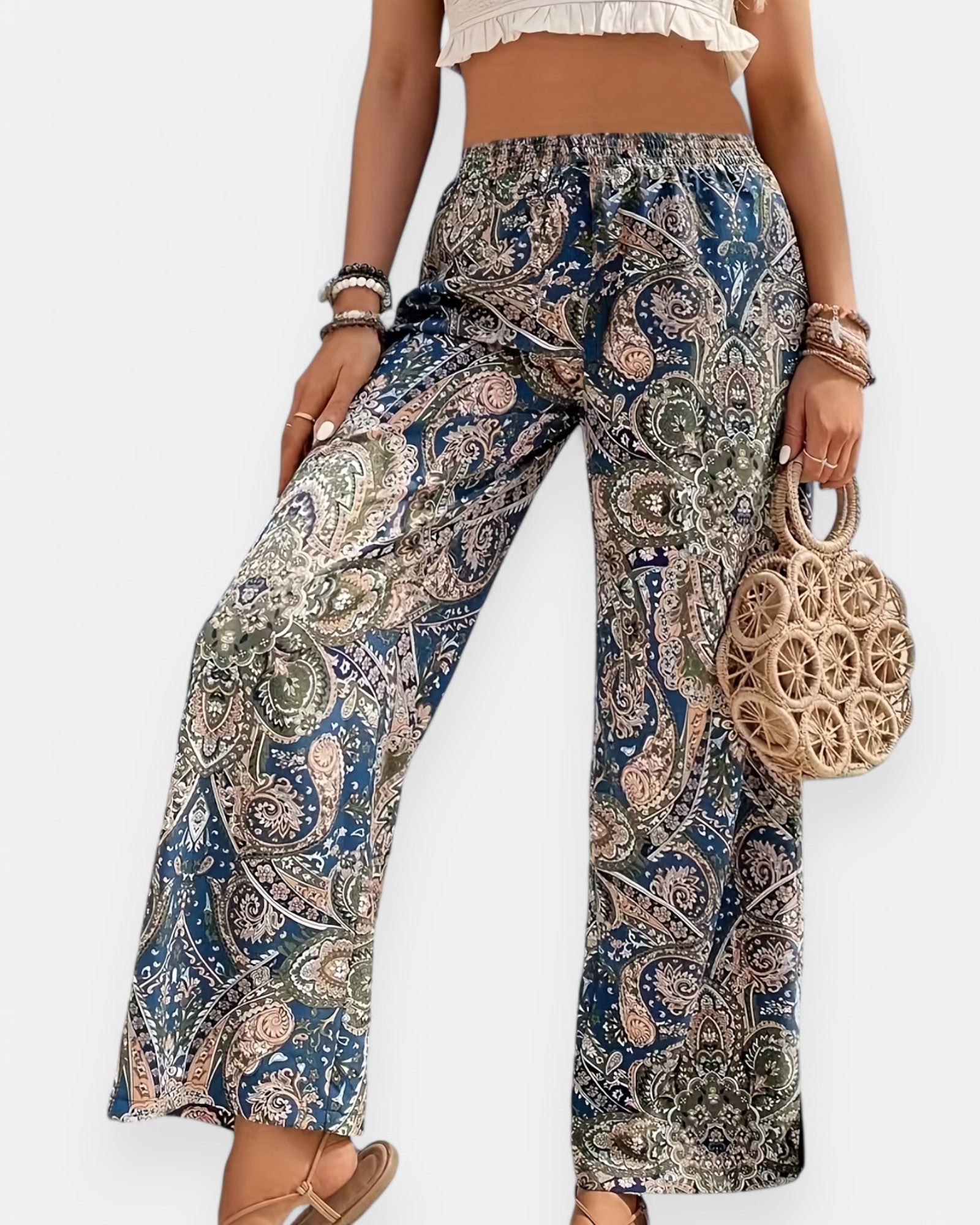 Emma – Boho Paisley Wide Leg Pants - Trouser - Boho Style