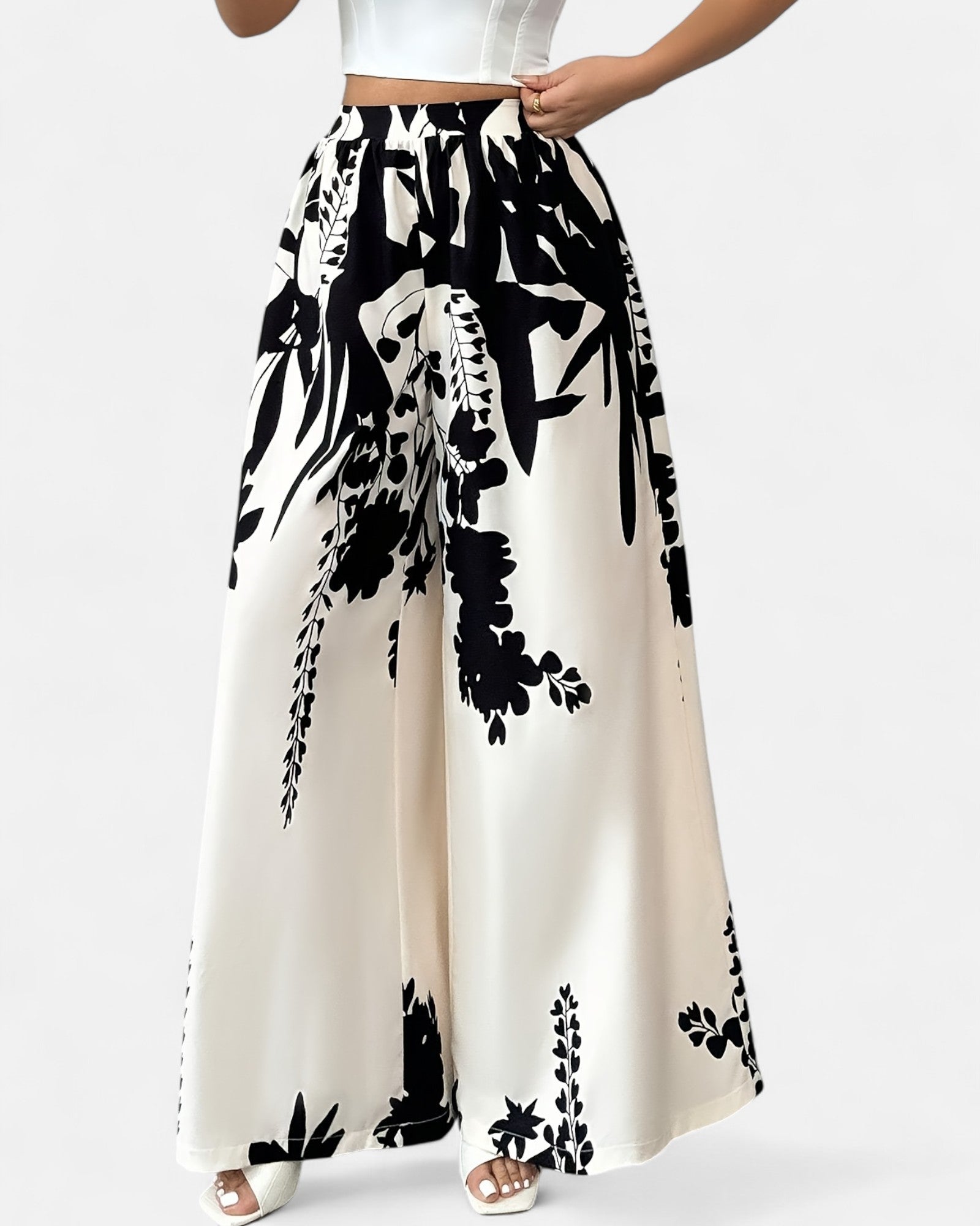 Evania – Boho Wide - Leg Geometric Trousers - Trouser - Boho Style
