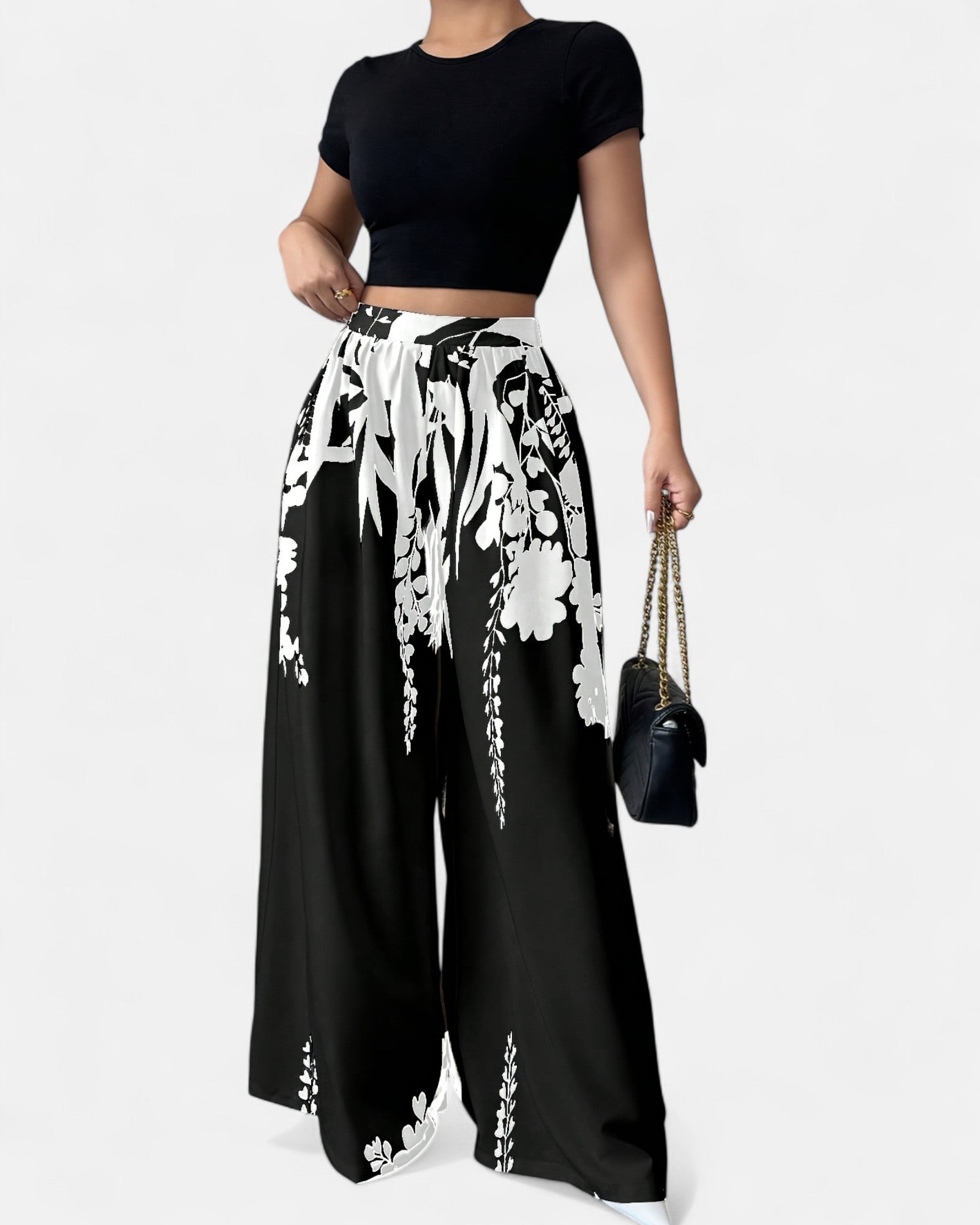Evania – Boho Wide - Leg Geometric Trousers - Trouser - Boho Style