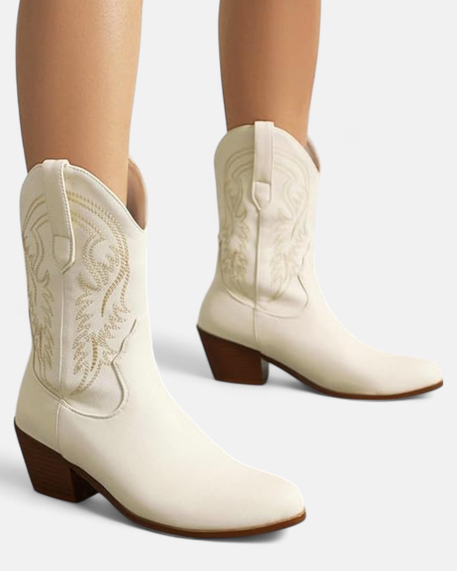 Everly – Chic Embroidered Boho Ankle Boots with Mid Heels - Boots - Boho Style