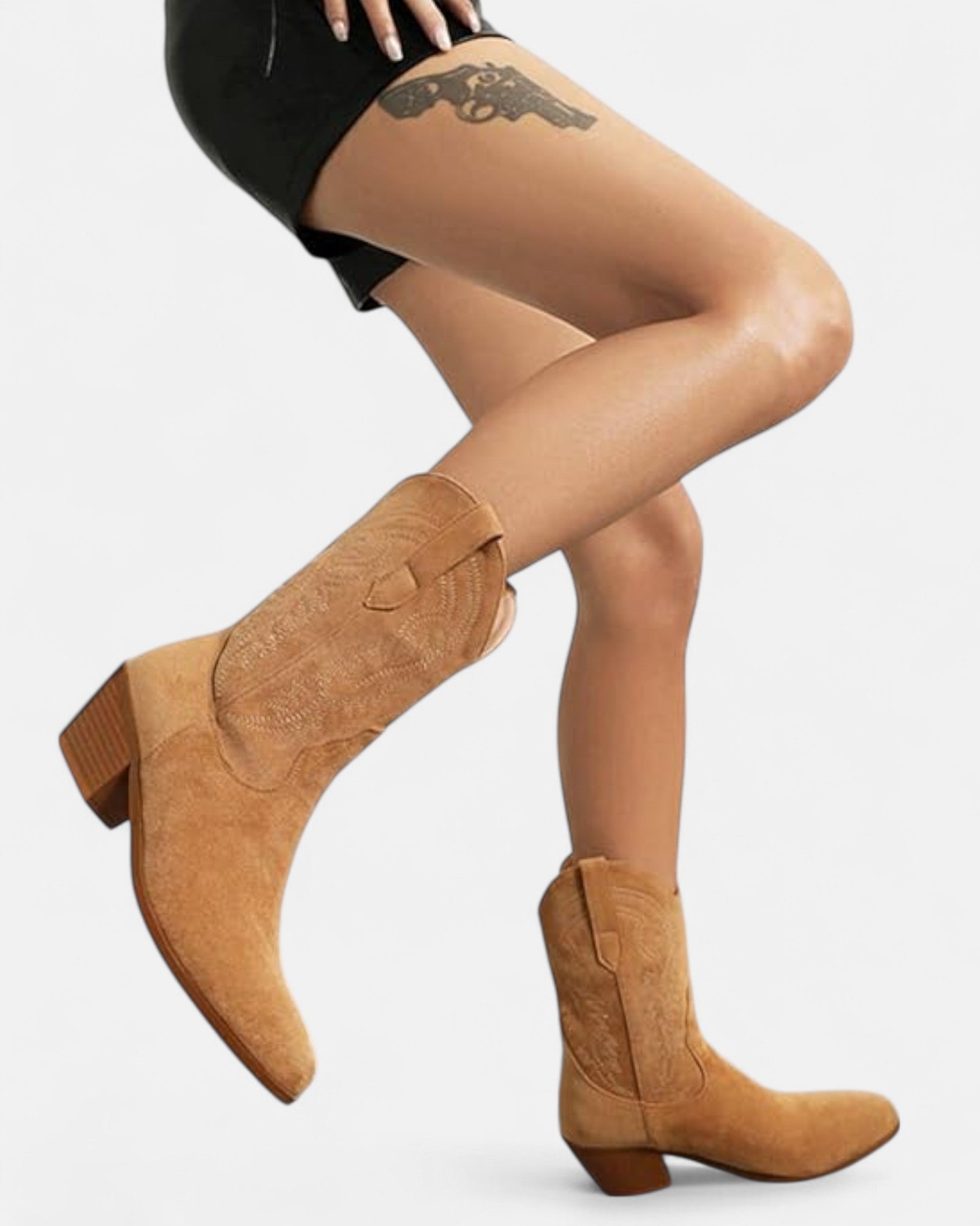 Everly – Chic Embroidered Boho Ankle Boots with Mid Heels - Boots - Boho Style