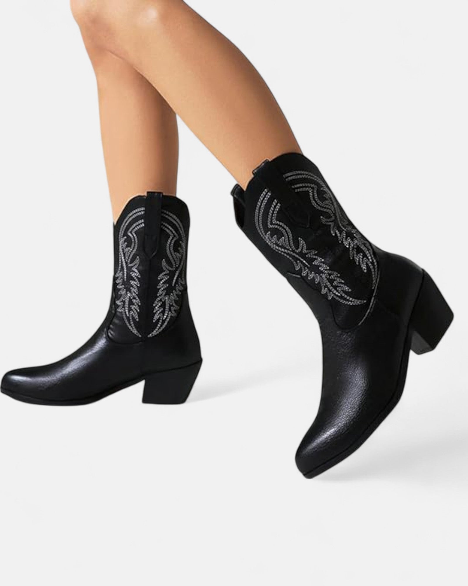 Everly – Chic Embroidered Boho Ankle Boots with Mid Heels - Boots - Boho Style