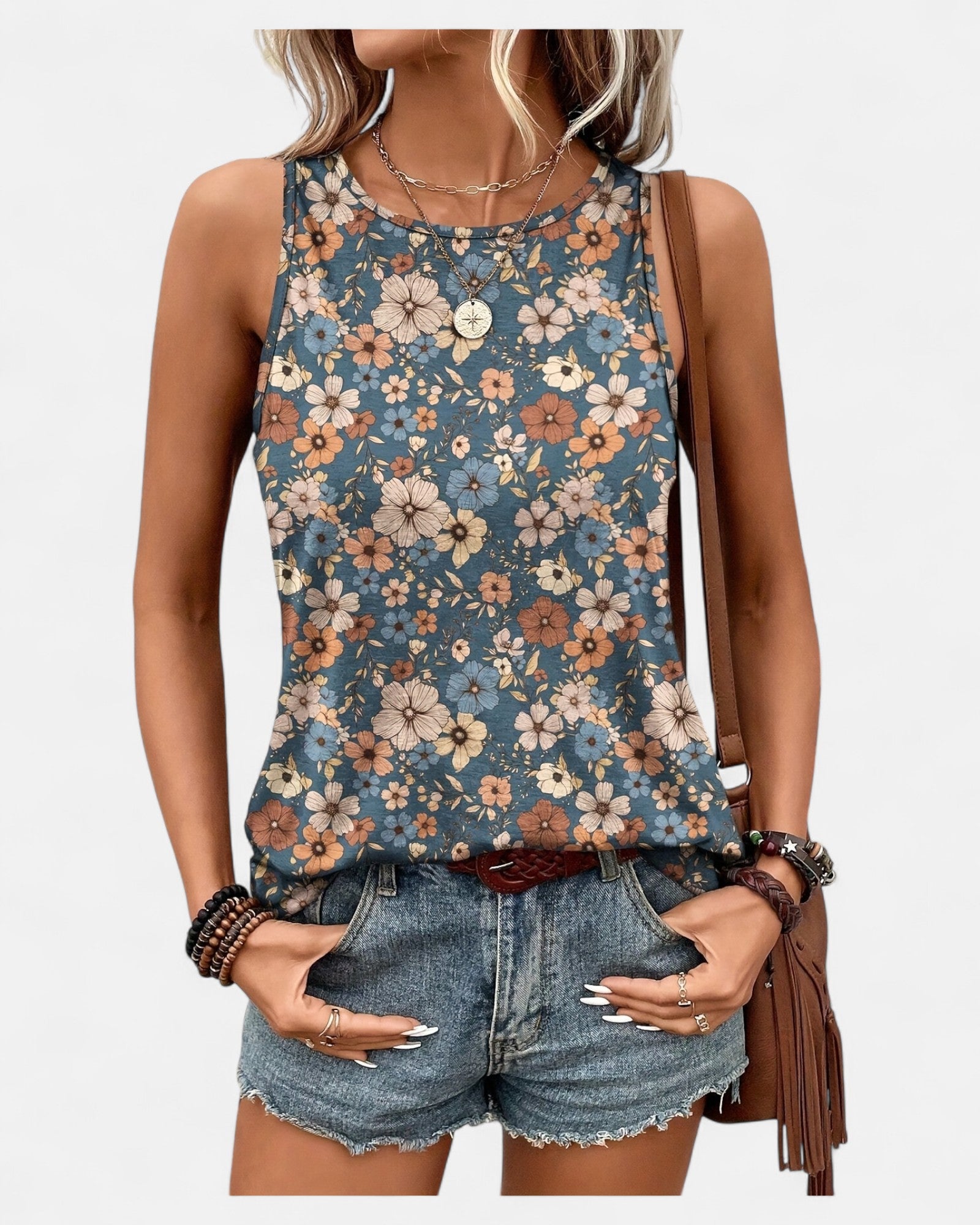 Evra – Semi - Sheer Floral Boho Tank Top - Top - Boho Style