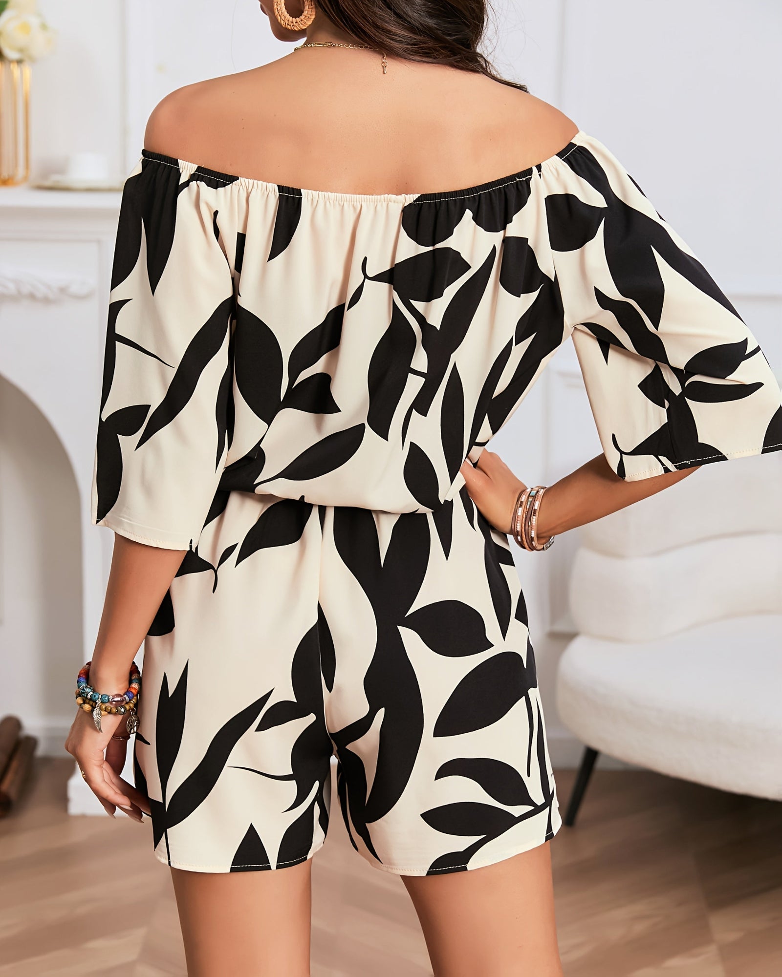 Freesia – Chic Bohemian Floral Off - Shoulder Romper - Romper - Boho Style