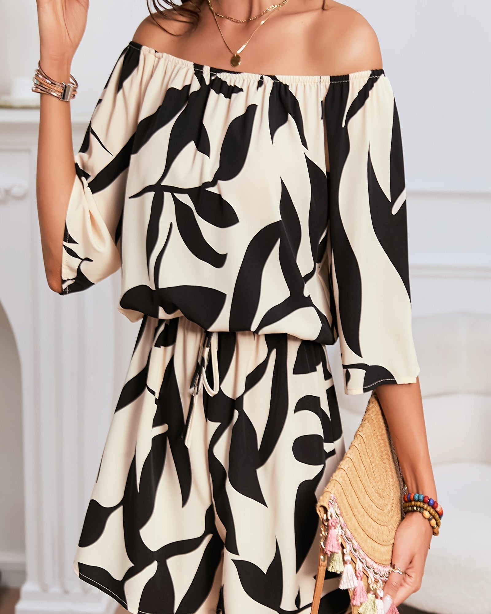 Freesia – Chic Bohemian Floral Off - Shoulder Romper - Romper - Boho Style