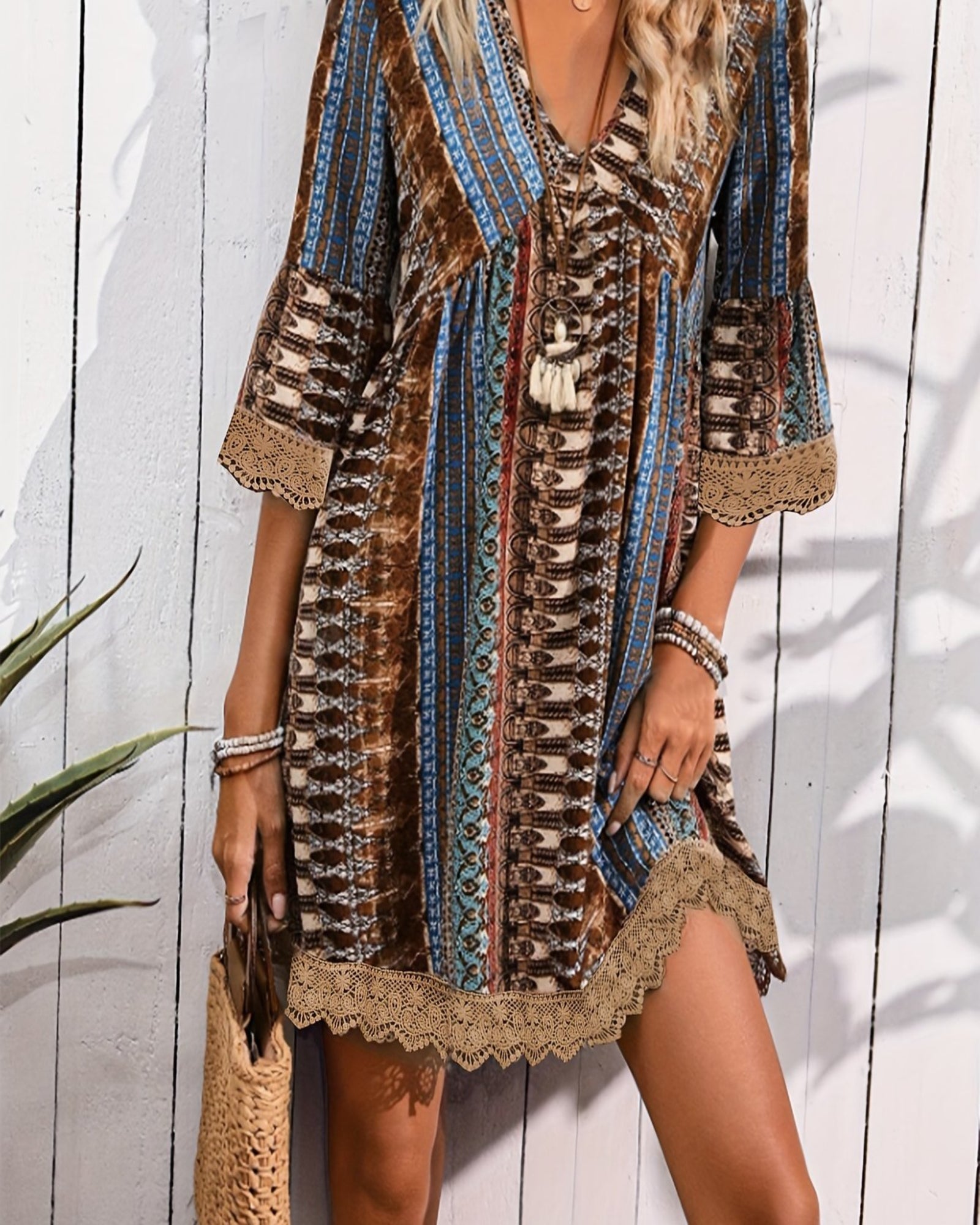 Freya – Boho Cotton Midi Dress - Dress - Boho Style