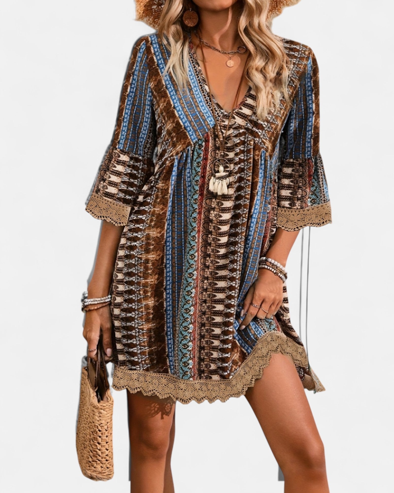 Freya – Boho Cotton Midi Dress - Dress - Boho Style