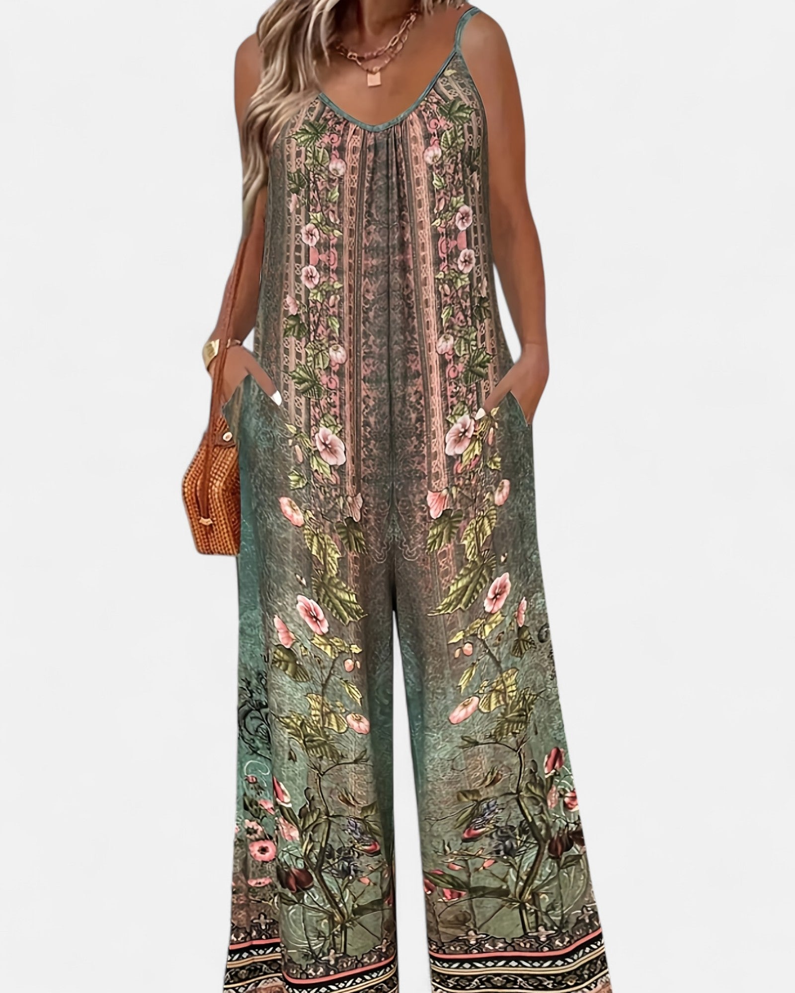 Freya – Relaxed Fit Bohemian Sleeveless Jumpsuit - Jumpsuit - Boho Style