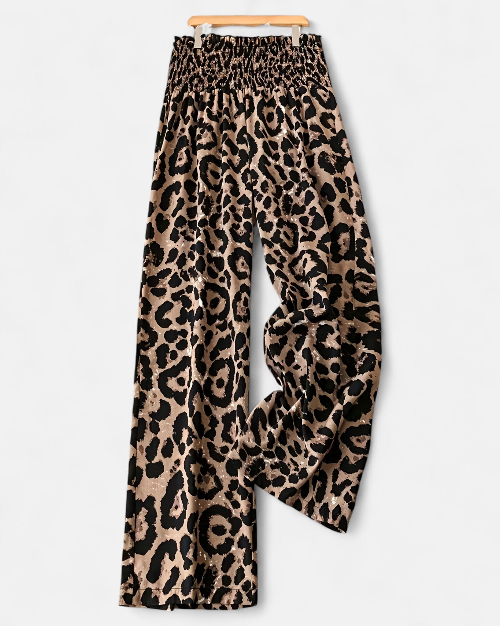 Freya – Stretchy Bohemian Leopard Wide - Leg Trousers - Trouser - Boho Style