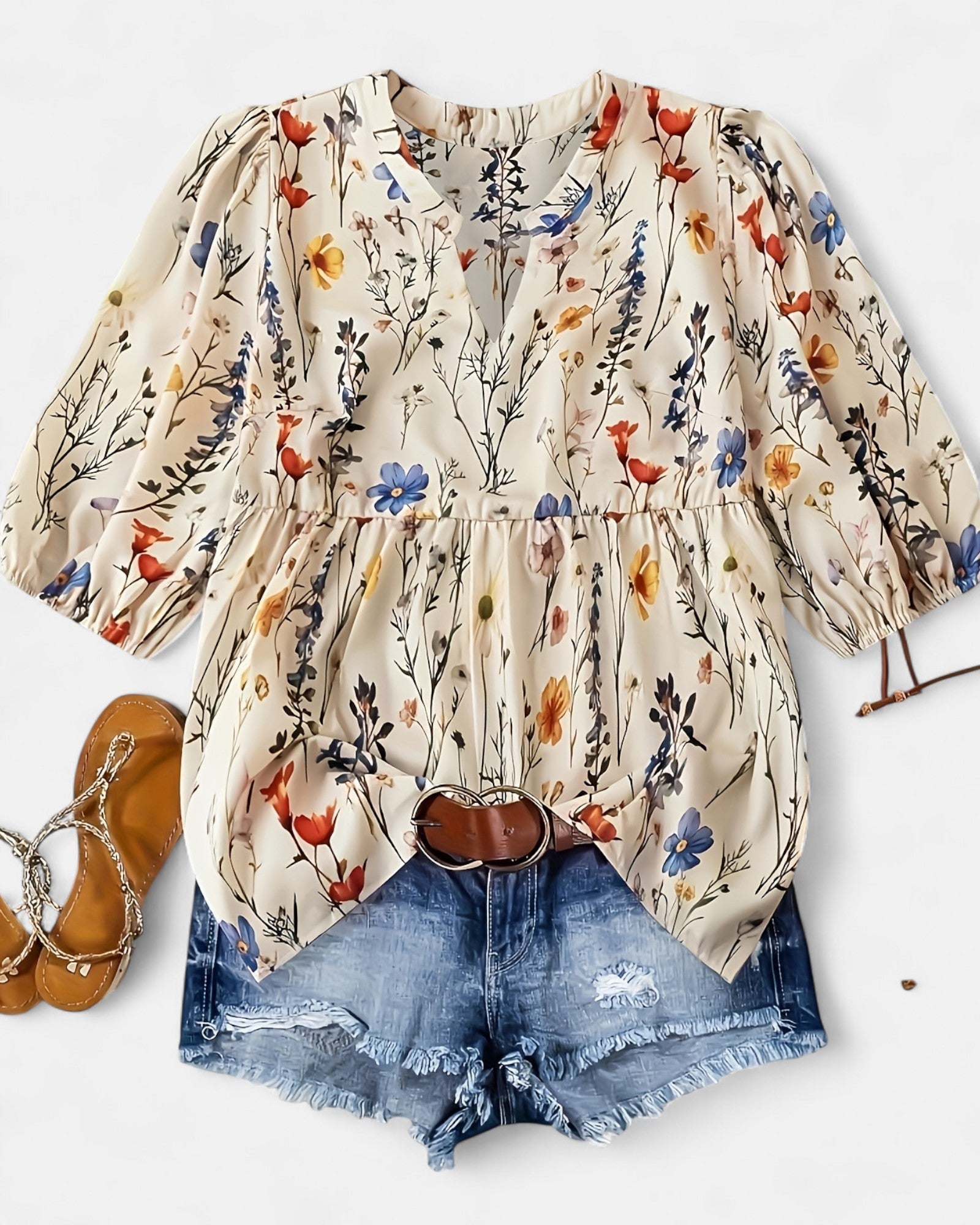 Halcyon – Boho Plus Size Chic V - Neck Floral Blouse - Blouses - Boho Style