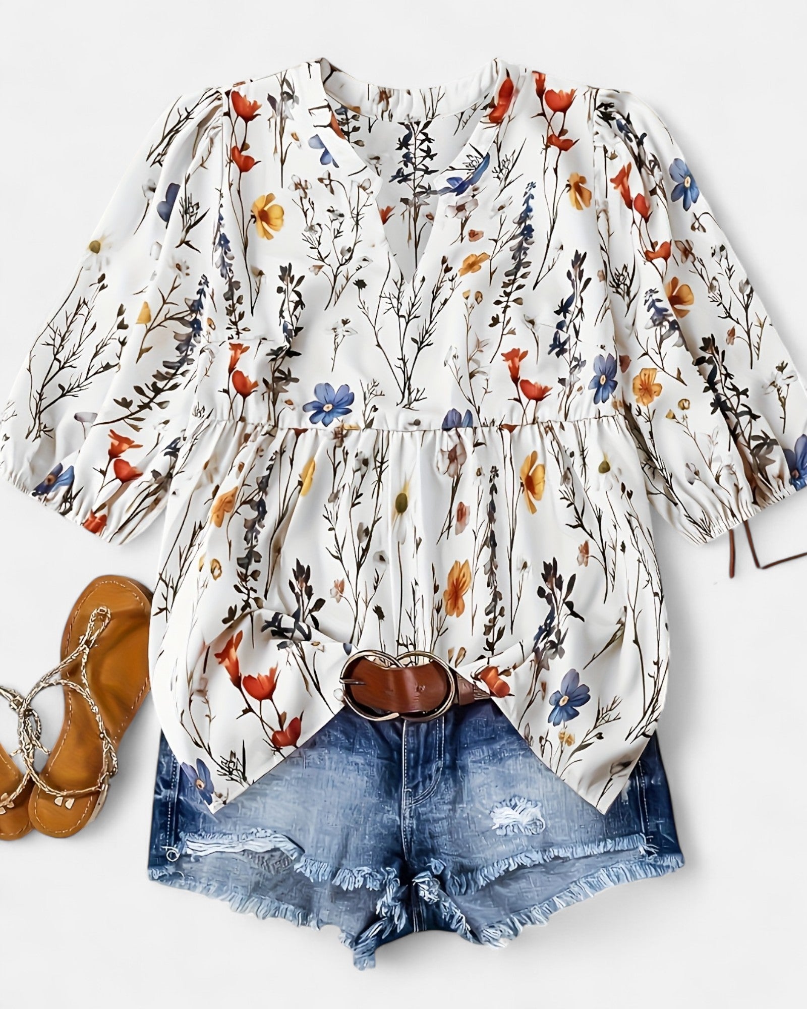 Halcyon – Boho Plus Size Chic V - Neck Floral Blouse - Blouses - Boho Style