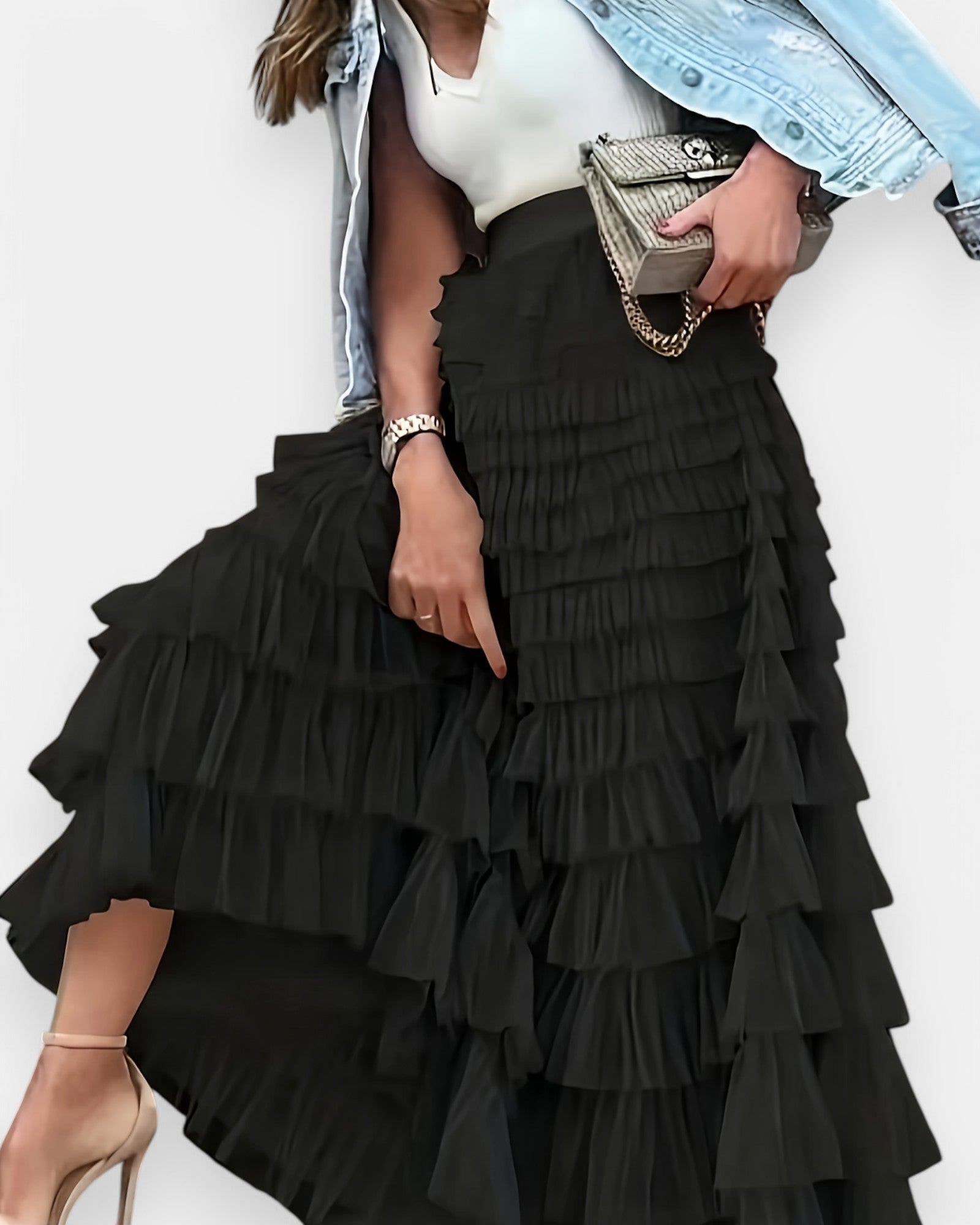 Isla – Flowy High - Waisted Boho Skirt with Mesh Hem - Skirt - Boho Style