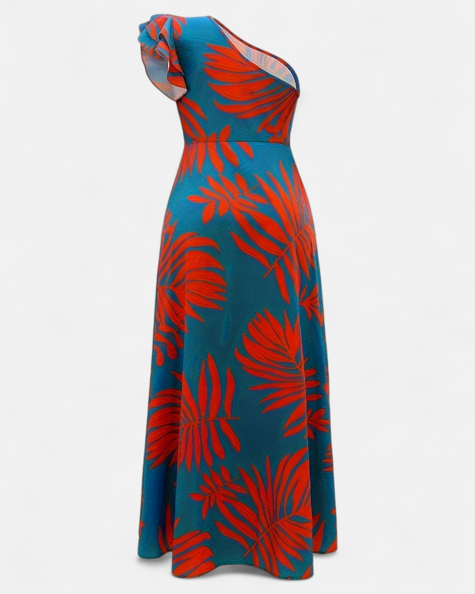 Juniper – Chic One - Shoulder Geometric Boho Dress with Ruffles - Dresses - Boho Style