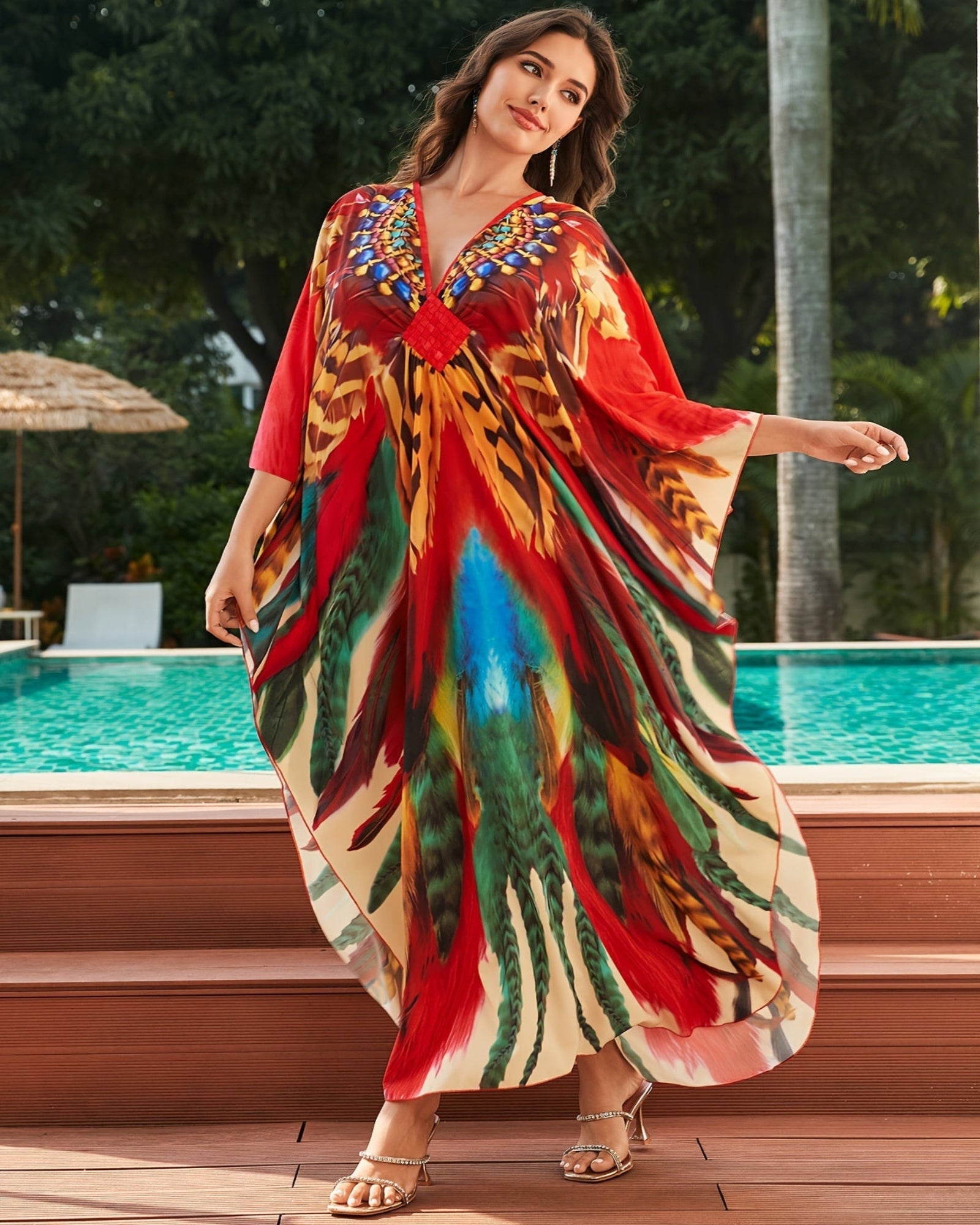 Lila – Vibrant Boho Maxi Beach Kaftan Dress - Dress - Boho Style