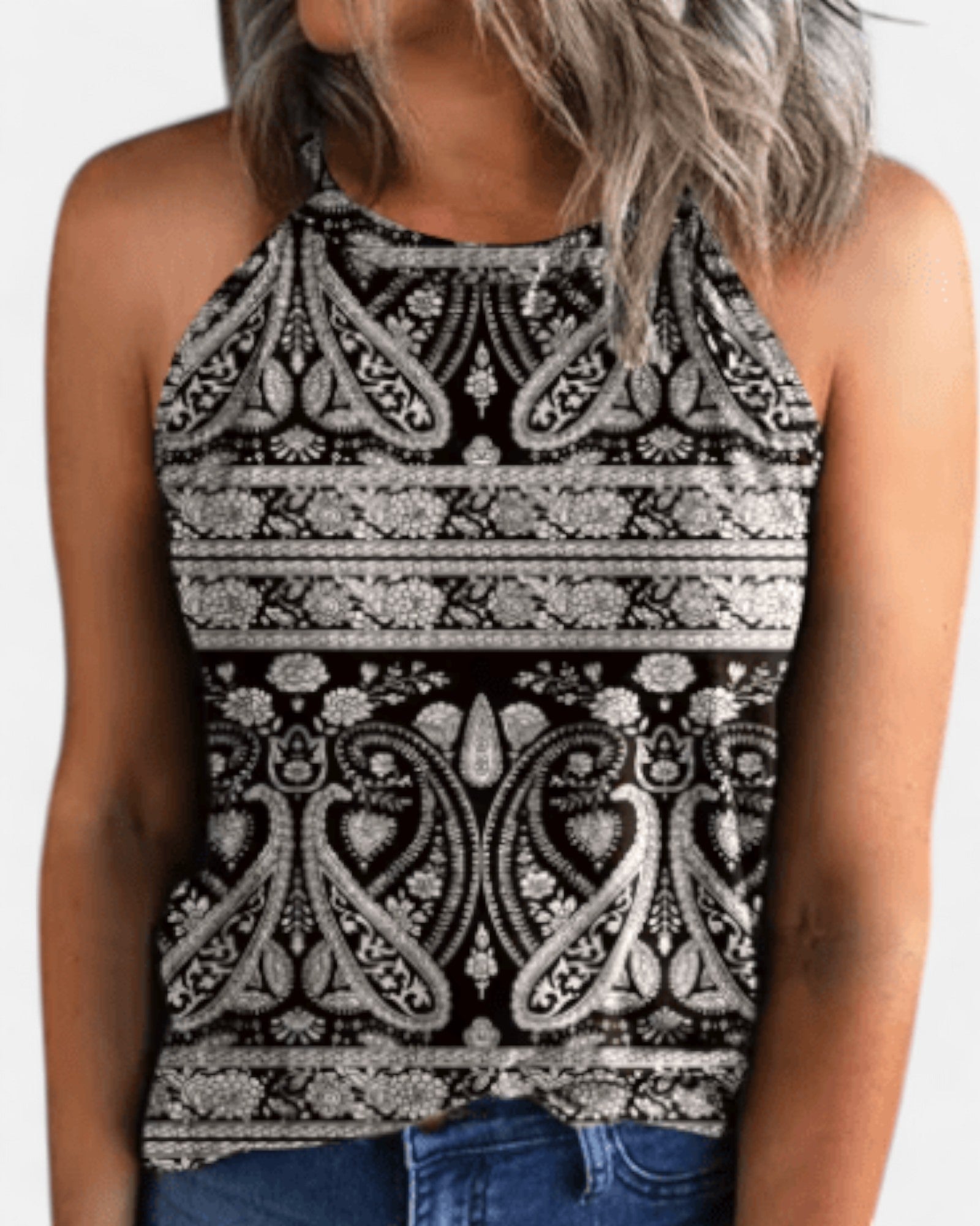 Lily – Bohemian Print Halter Neck Top - Top - Boho Style
