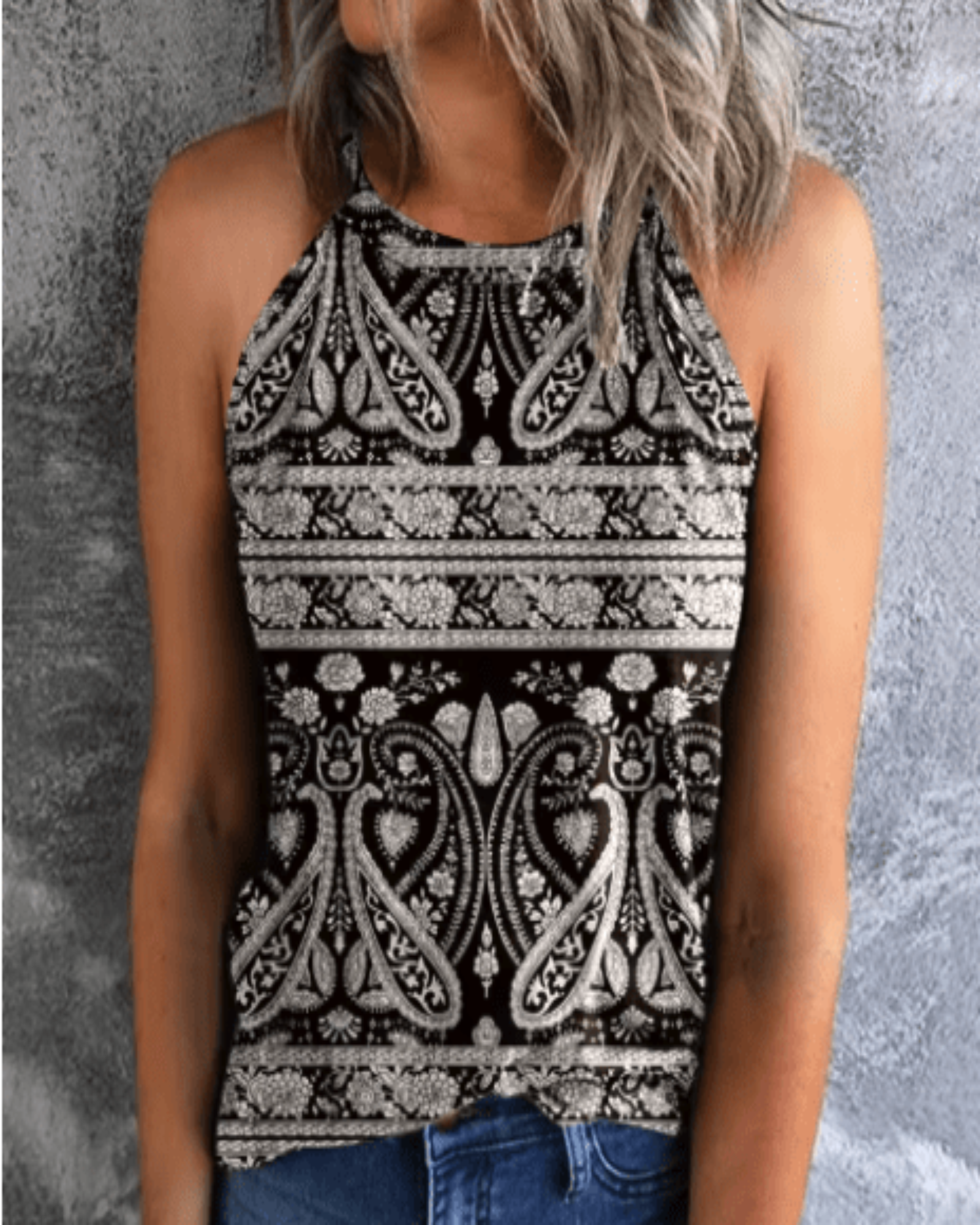 Lily – Bohemian Print Halter Neck Top - Top - Boho Style