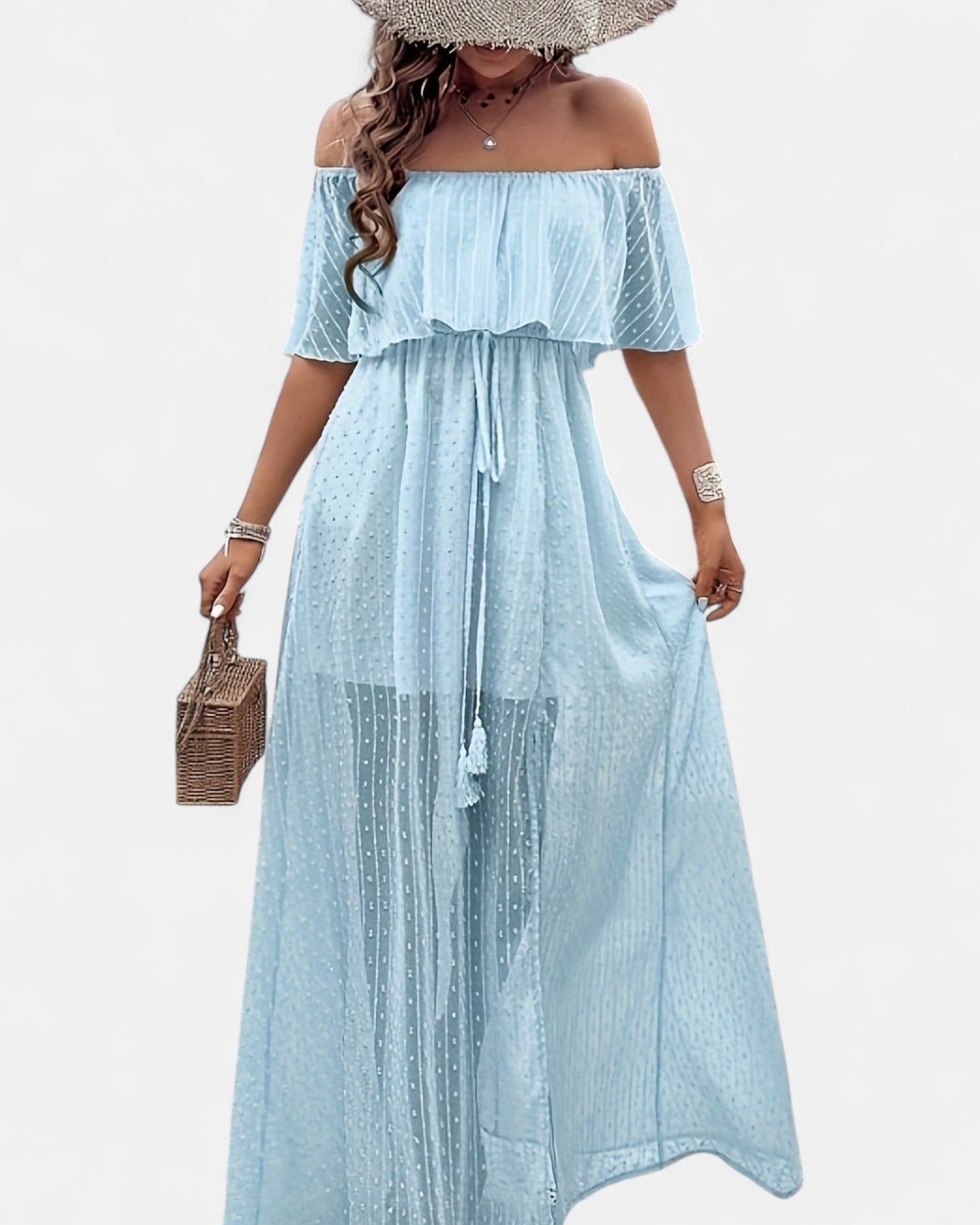 Lily – Boho Off - Shoulder A - Line Maxi Dress with Tassels - Dress - Boho Style
