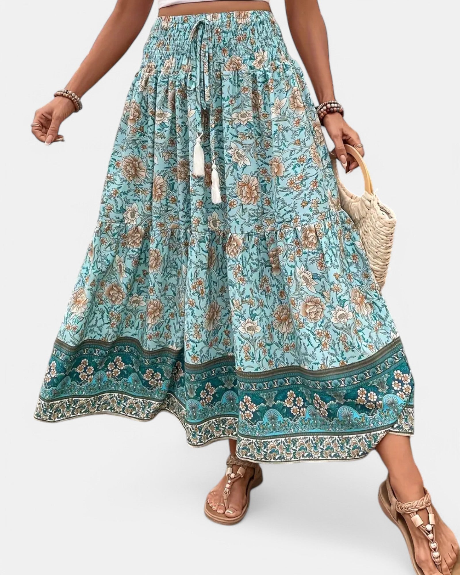 Lily – Effortless Floral Print Ruffle Hem Skirt for Summer - Skirt - Boho Style