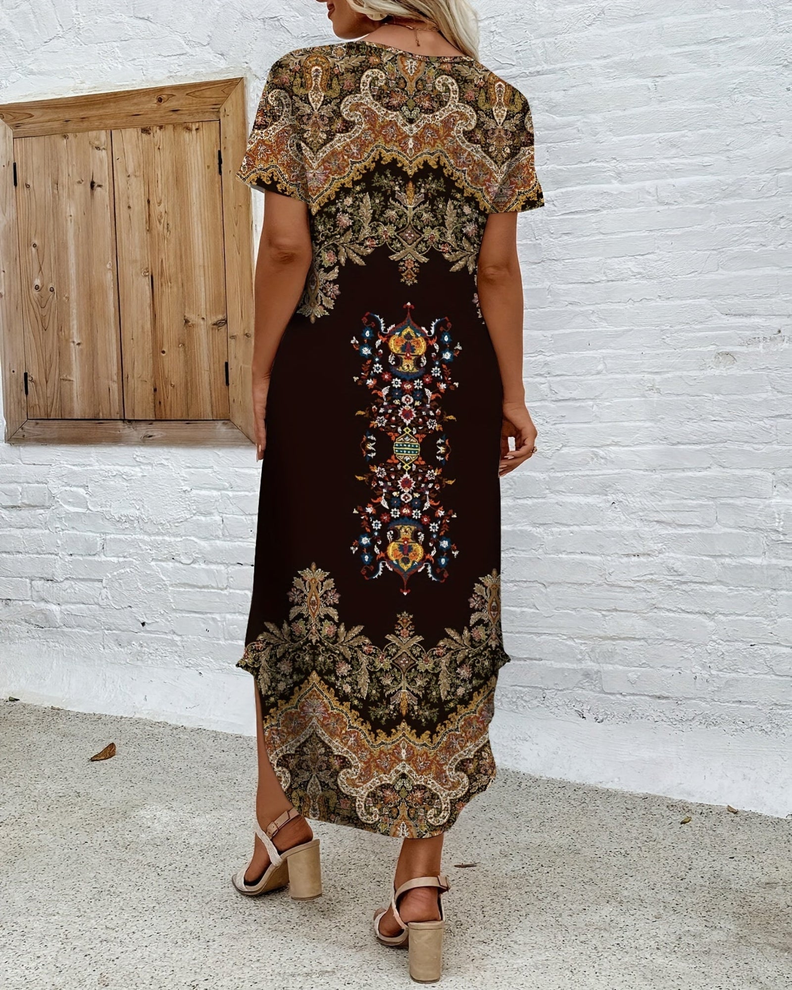 Lily – Geometric Print Cotton Boho Maxi Dress - Dress - Boho Style