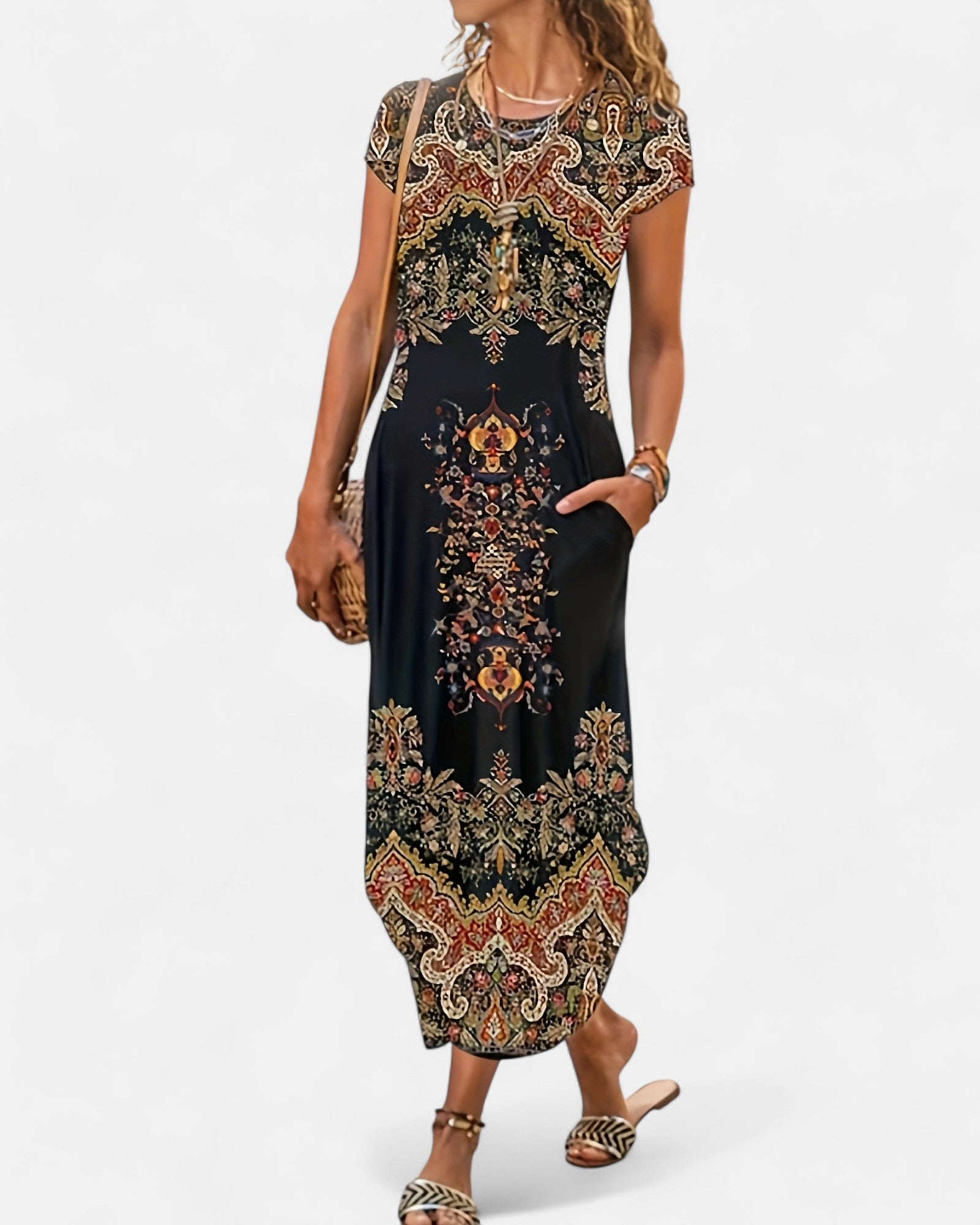 Lily – Geometric Print Cotton Boho Maxi Dress - Dress - Boho Style
