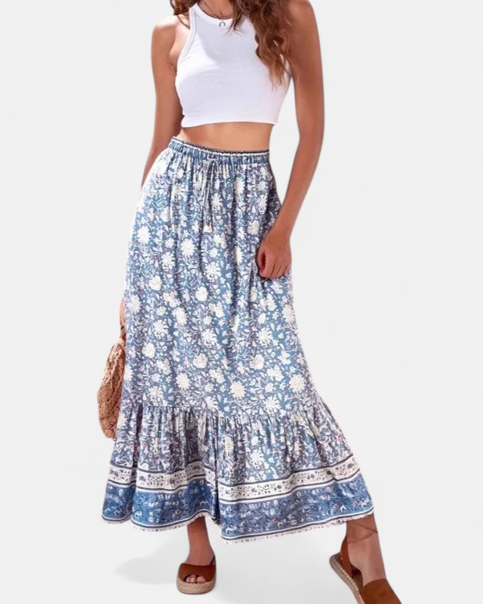 Lottie – High - Waisted Floral Boho Maxi Skirt - Skirt - Boho Style