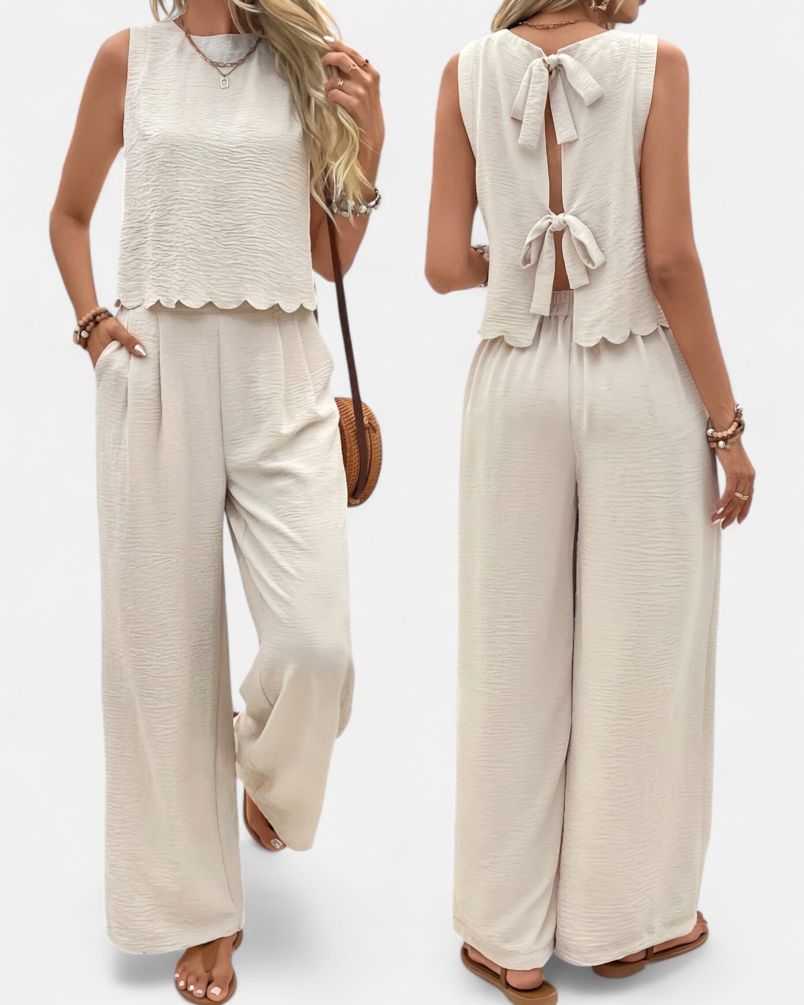 Lucy – Relaxed Fit Boho Ruffle Hem Two - Piece Set - Outfit Sets - Boho Style