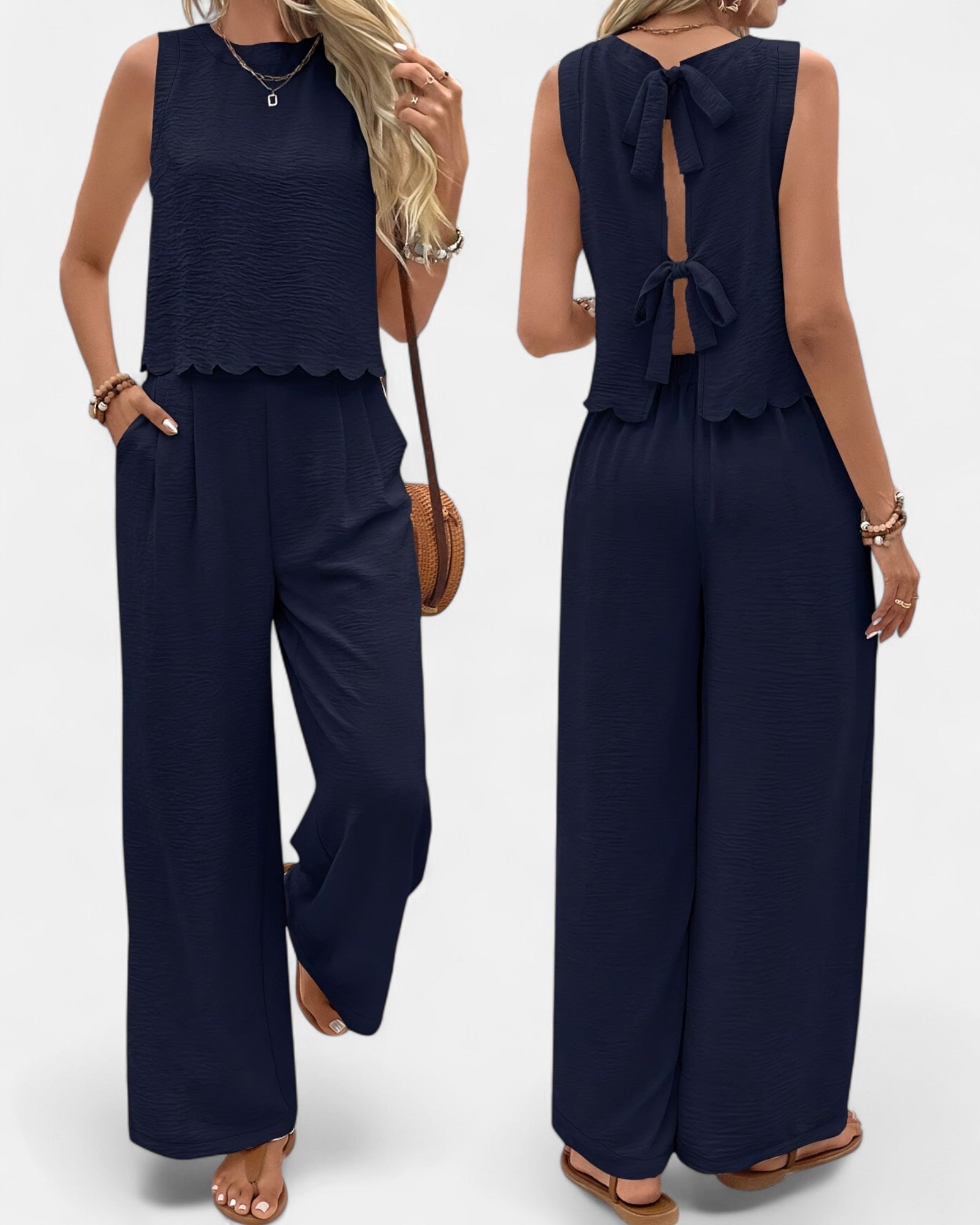 Lucy – Relaxed Fit Boho Ruffle Hem Two - Piece Set - Outfit Sets - Boho Style