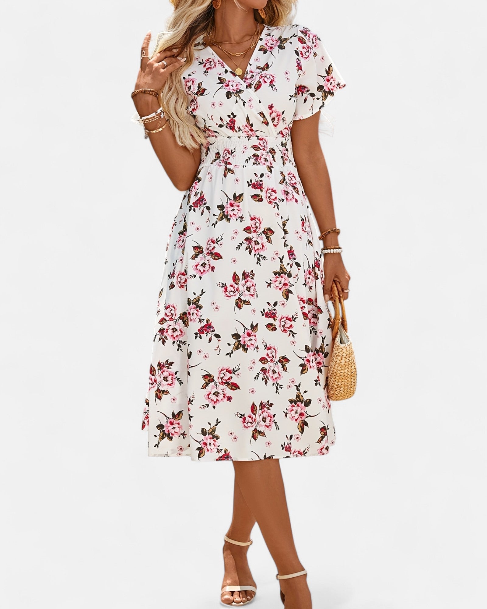 Lumielle – Lightweight Boho Floral V - Neck Dress - Dresses - Boho Style