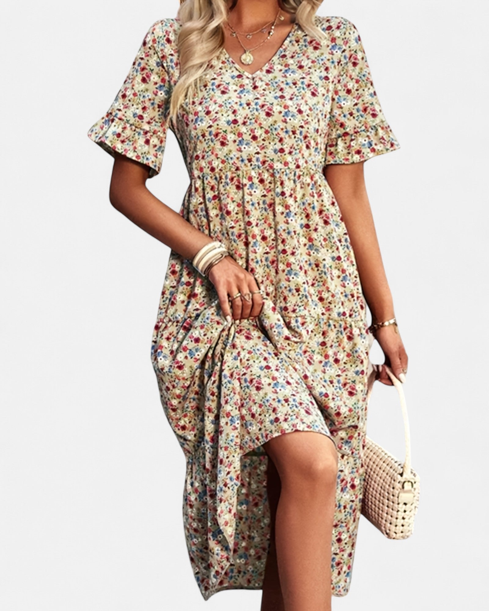 Luna – Plus - Size Bohemian V - Neck Floral Maxi Dress - Dress - Boho Style