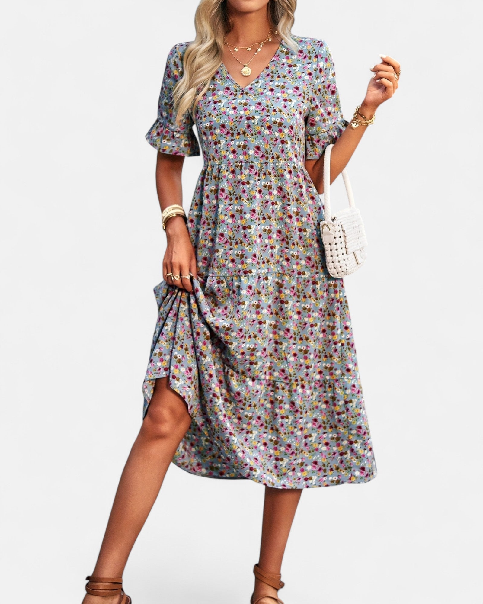Luna – Plus - Size Bohemian V - Neck Floral Maxi Dress - Dress - Boho Style