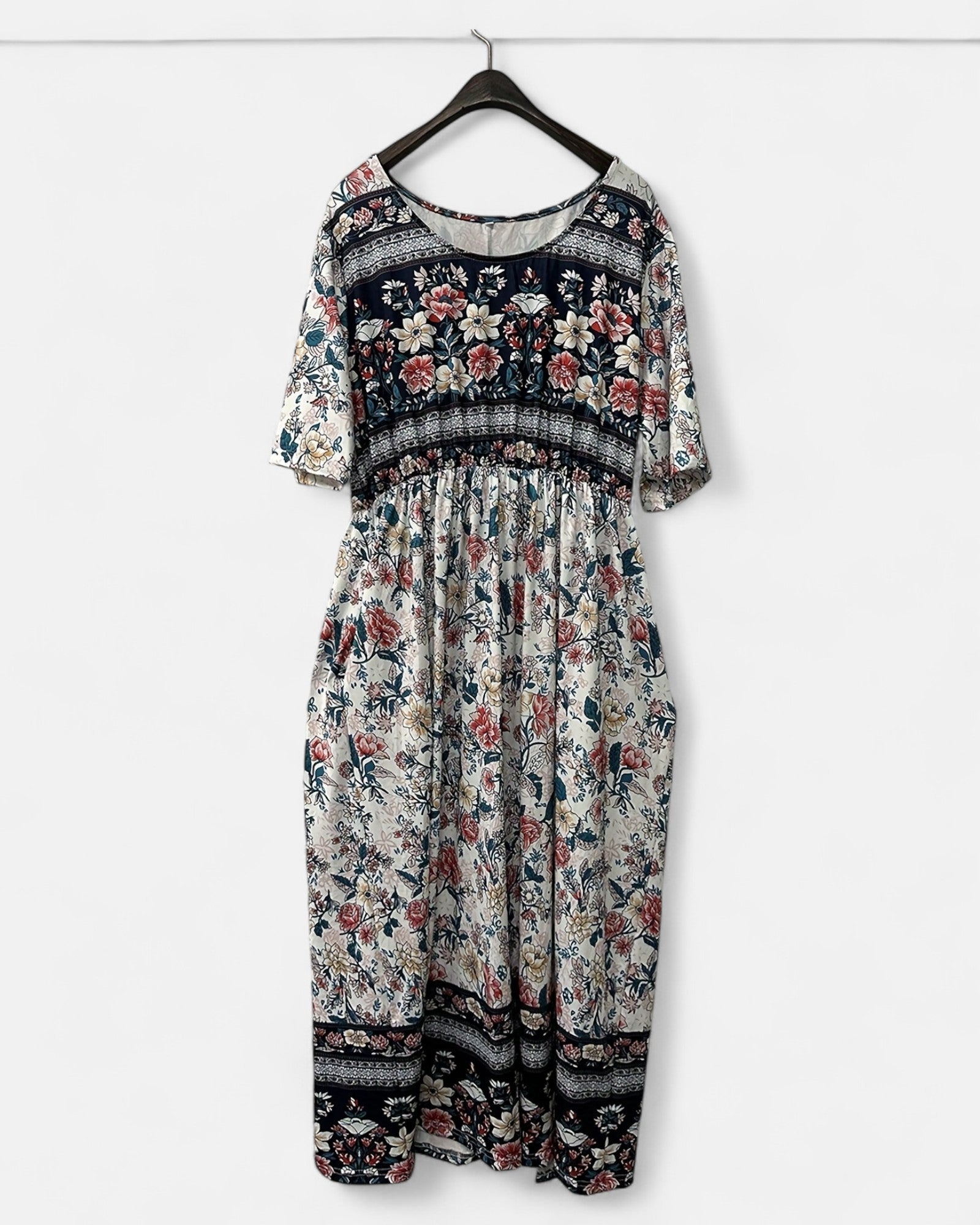 Mabel – Effortlessly Chic Boho Paisley Dress - Boho Style - Rose Red - S - 