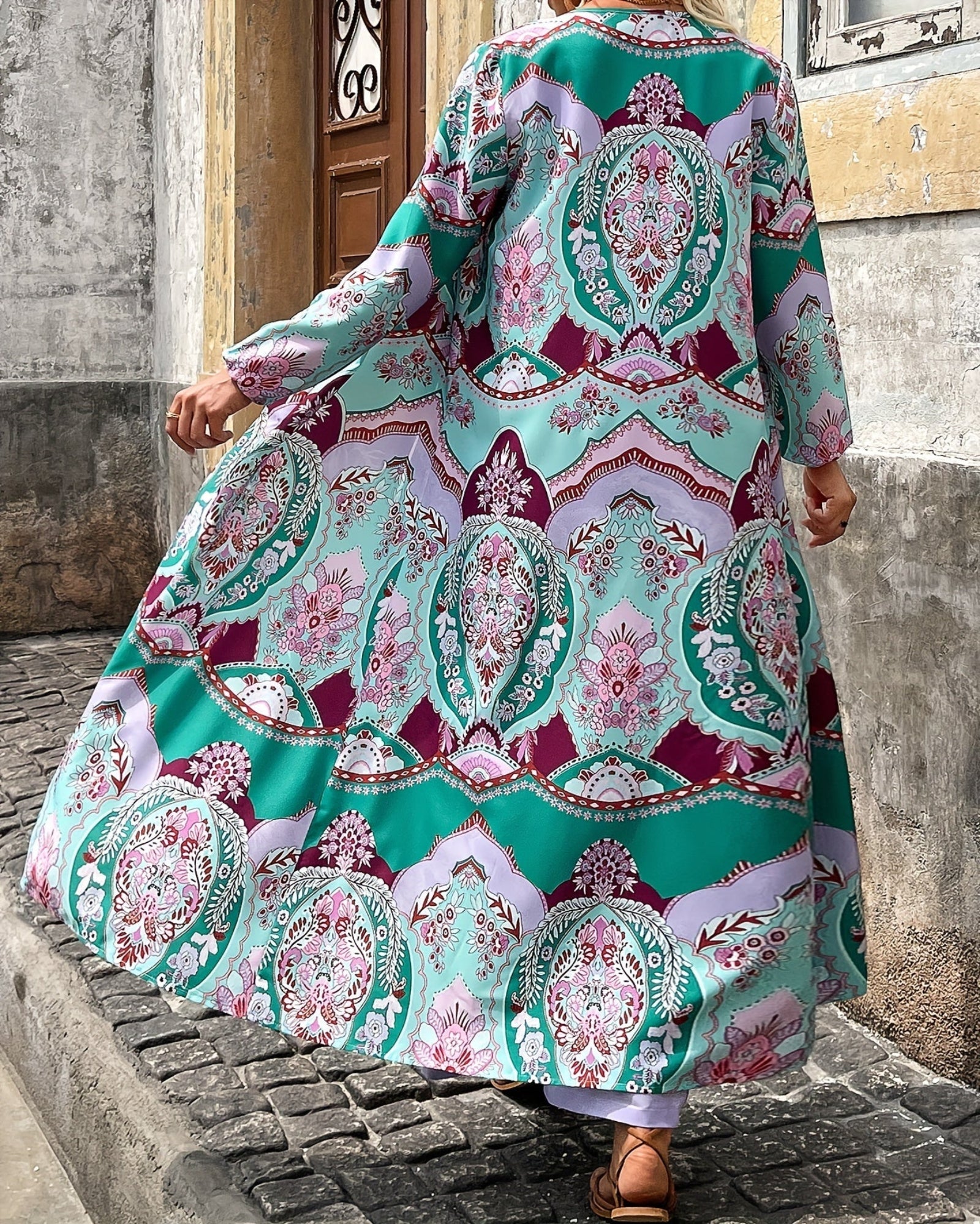 Maisie – Floral Boho Cardigan & Wide Leg Trousers Set - Outfit Sets - Boho Style
