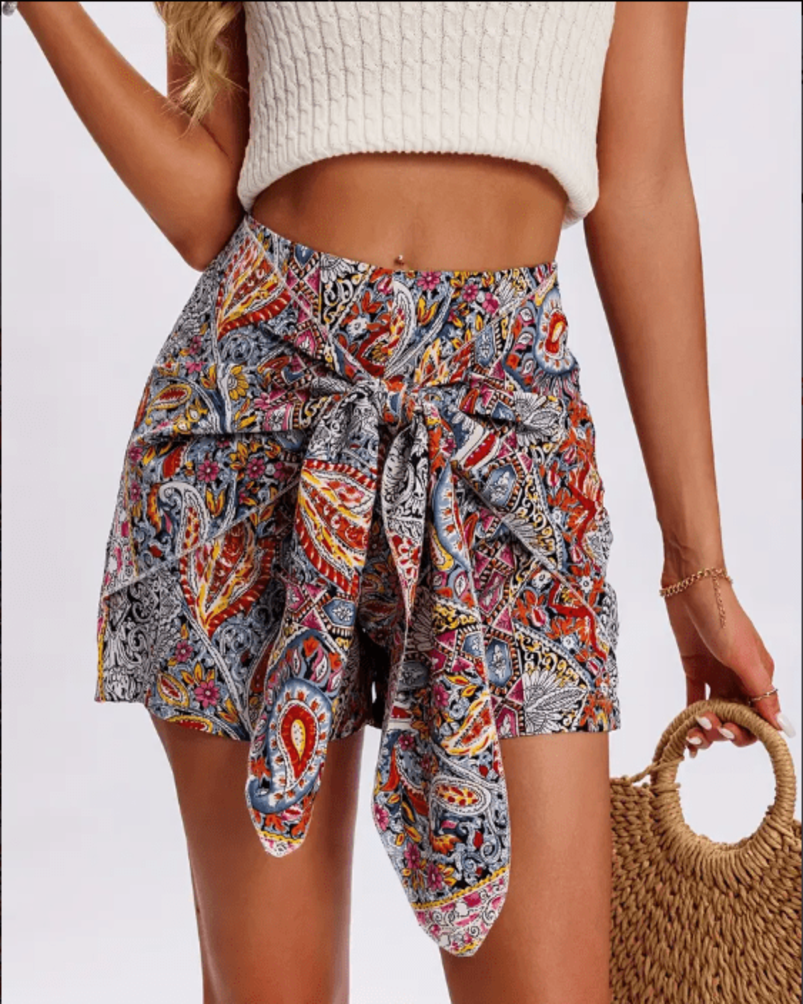 Megan – Vibrant Boho Paisley Skort - Skort - Boho Style