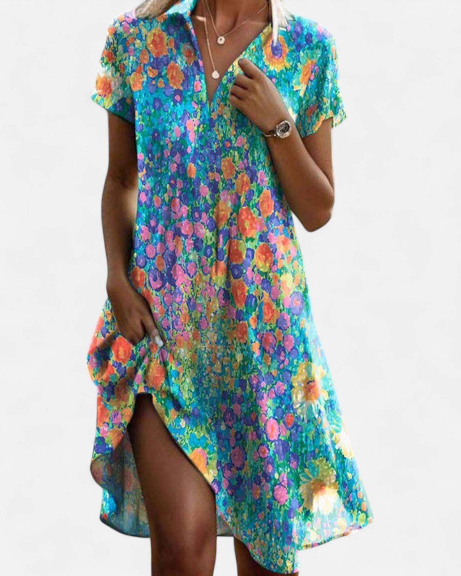 Mirae – Relaxed Vintage Boho V - Neck Dress - Dresses - Boho Style