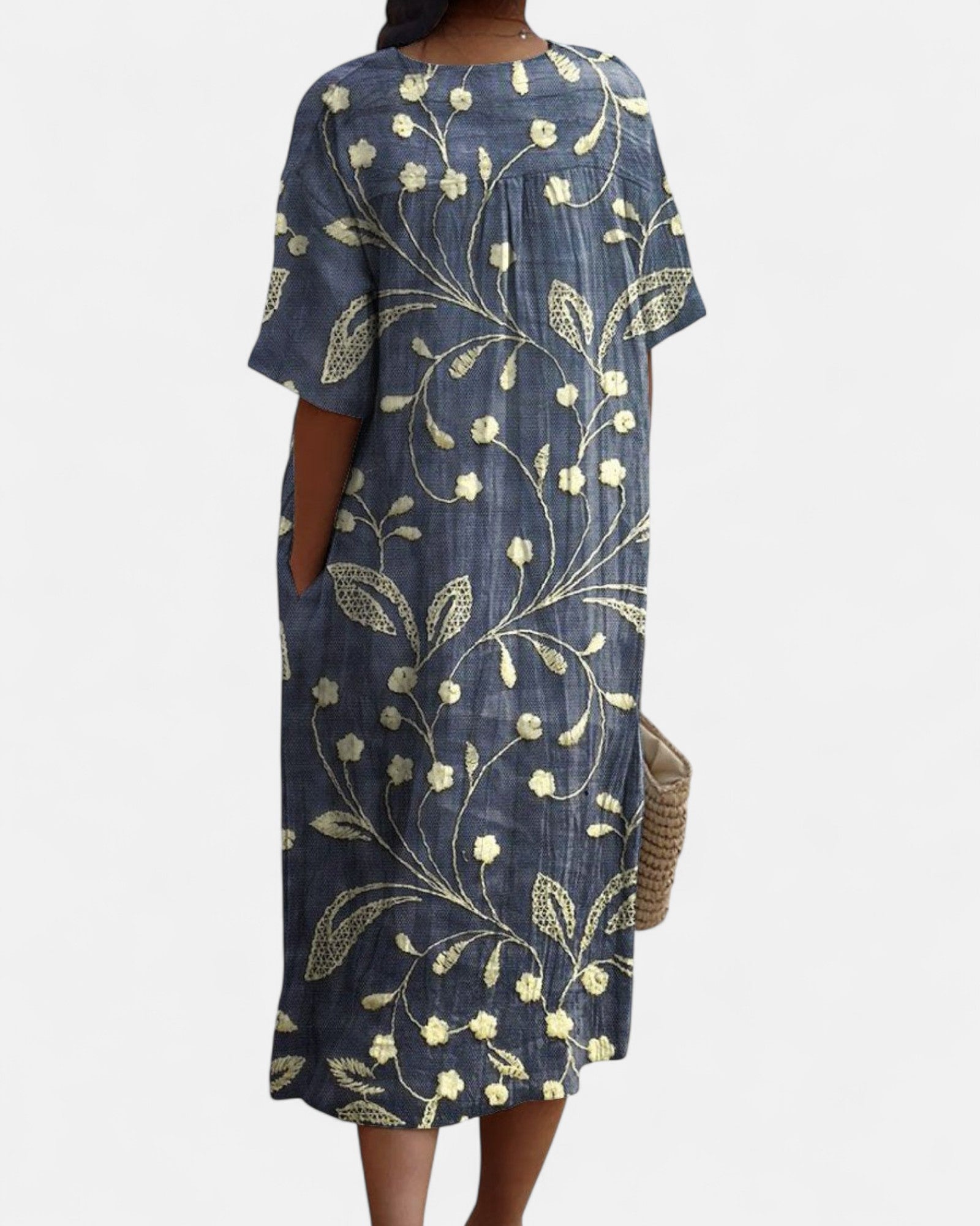 Nerys – Boho Vintage Floral Midi Dress - Dresses - Boho Style