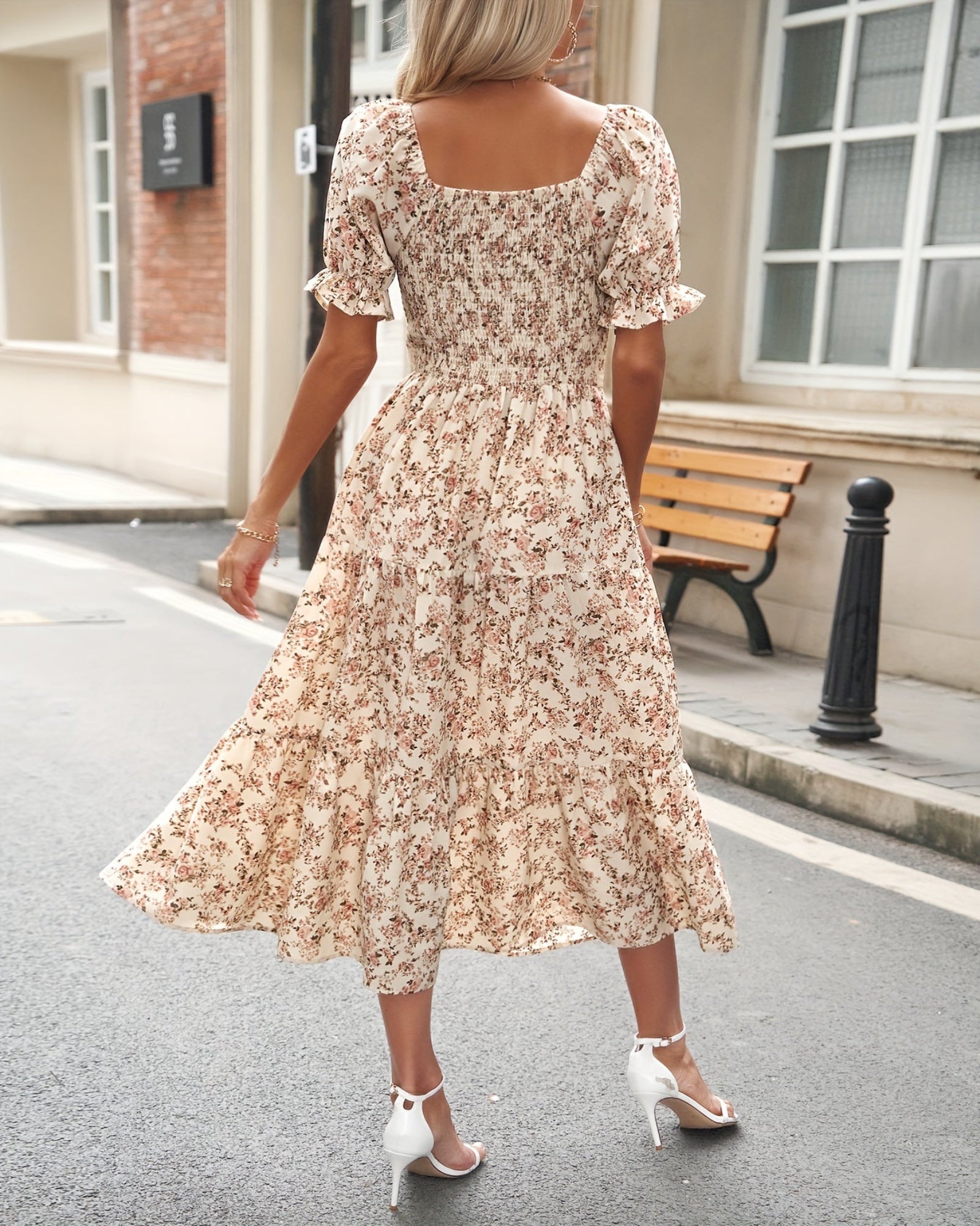 Nevaeh – Lightweight Boho Midi Dress with Puff Sleeves - Dresses - Boho Style