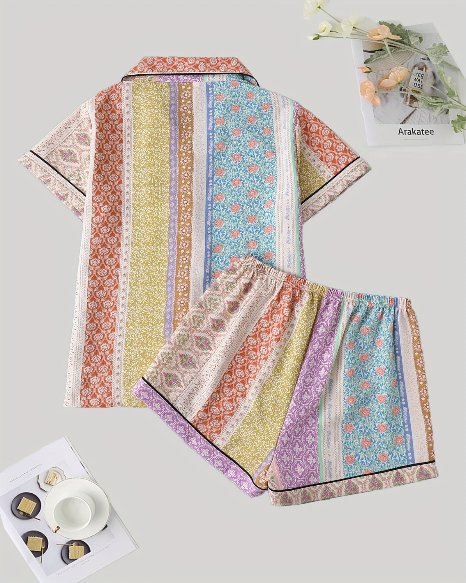 Remi – Relaxed Fit Boho Patchwork Pyjama Set - Outfit Sets - Boho Style