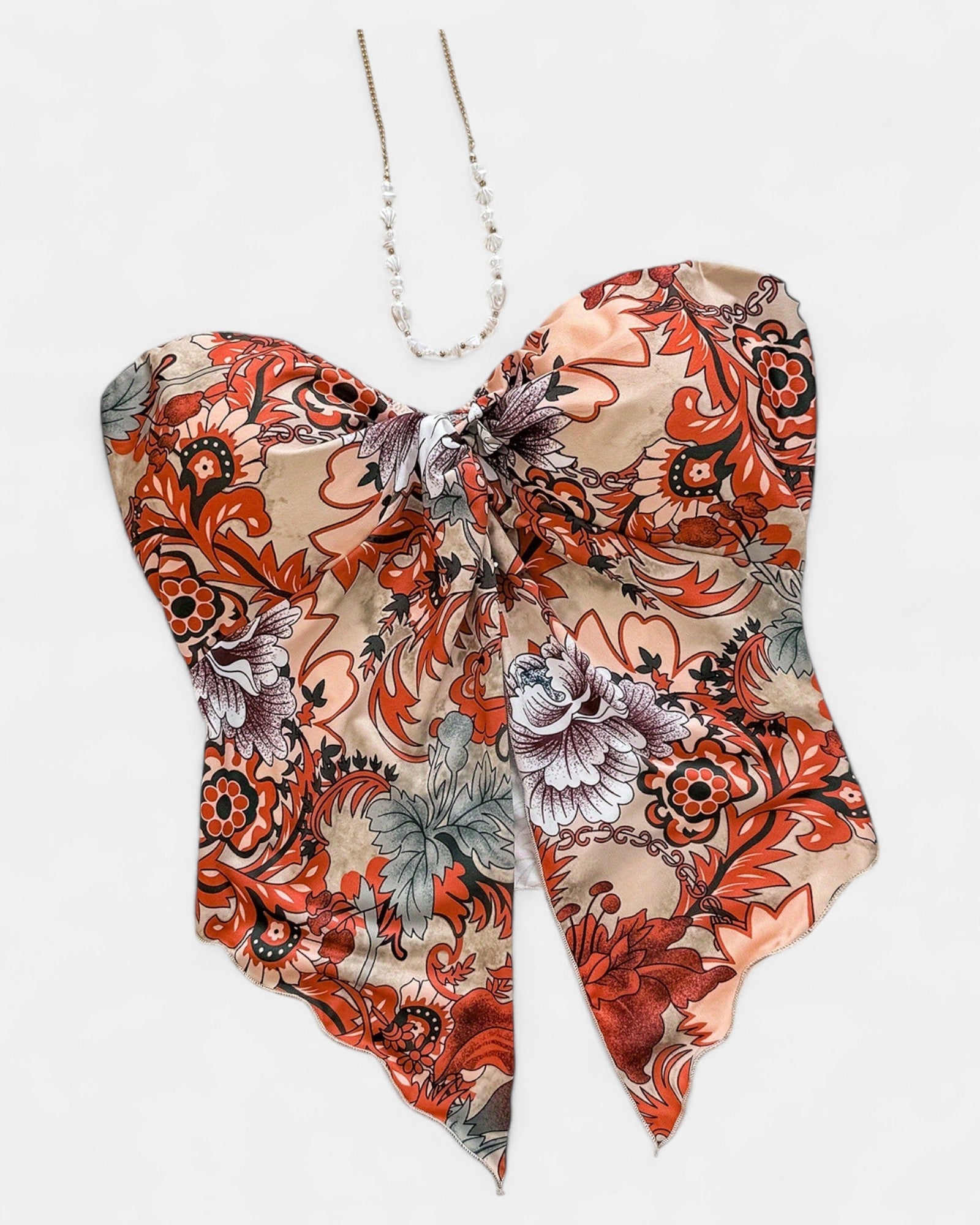 Sarah – Boho Floral Tube Top with Twist Front & Asymmetrical Hem - Tube Top - Boho Style