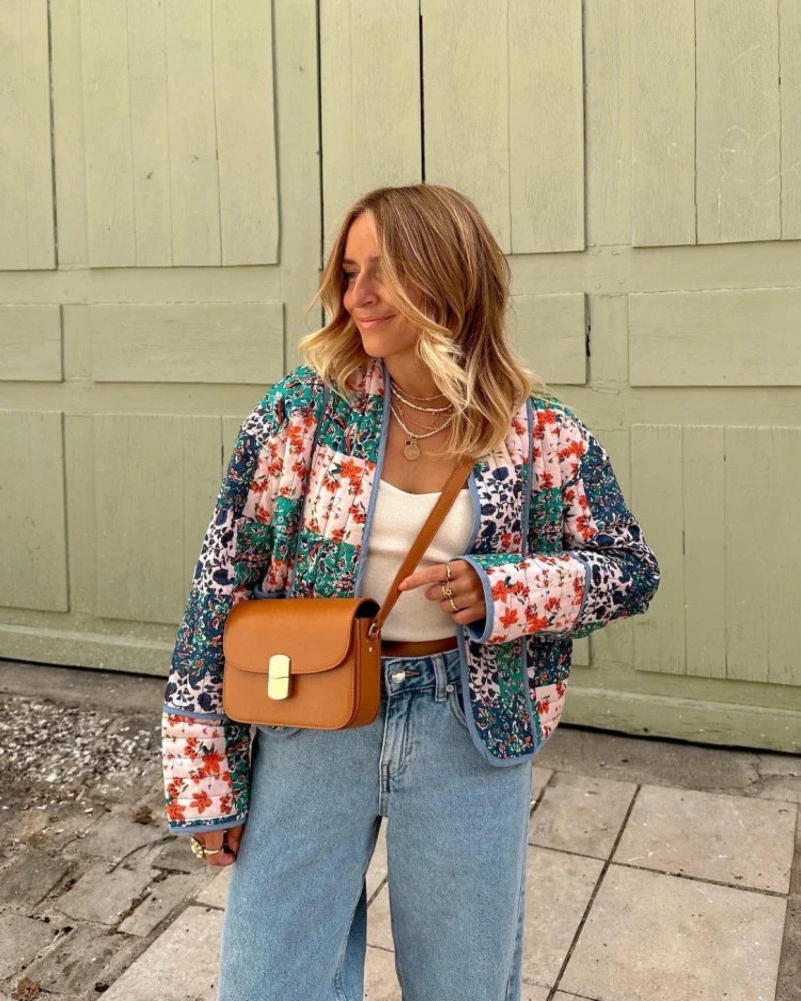 Solara – Luxurious Oversized Boho Quilted Jacket - Boho Style - Green - S - 