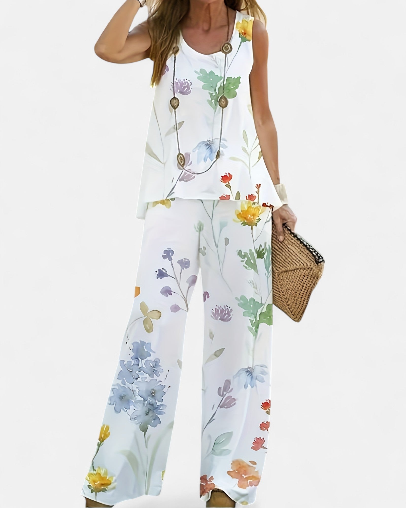 Sylva – Boho Print Relaxed Fit Two - Piece Set - Outfit Sets - Boho Style